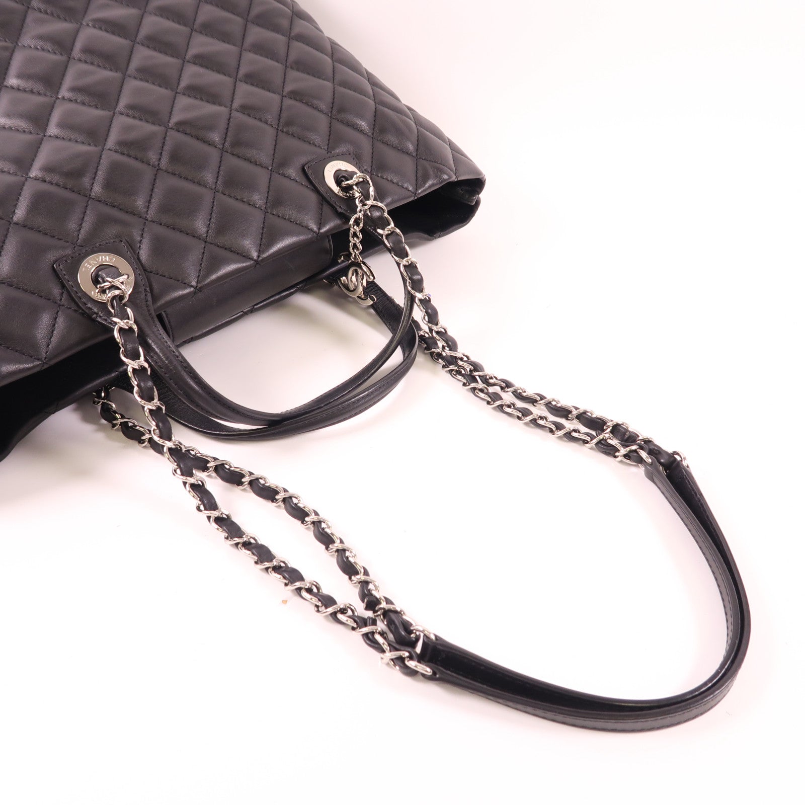 CHANEL 牛皮皮革2way Shoulder銀扣鏈帶手挽肩背兩用袋