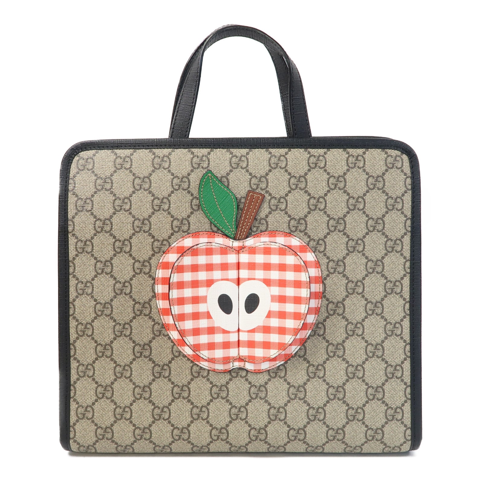 GUCCI 塗層帆布Apple Hand Bag銀扣手挽袋灰色