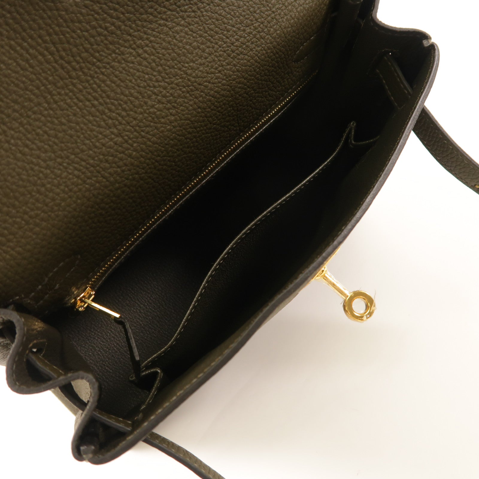 HERMES 【激減優惠】Togo皮革Kelly 25金扣手挽肩背兩用袋Vert Maquis