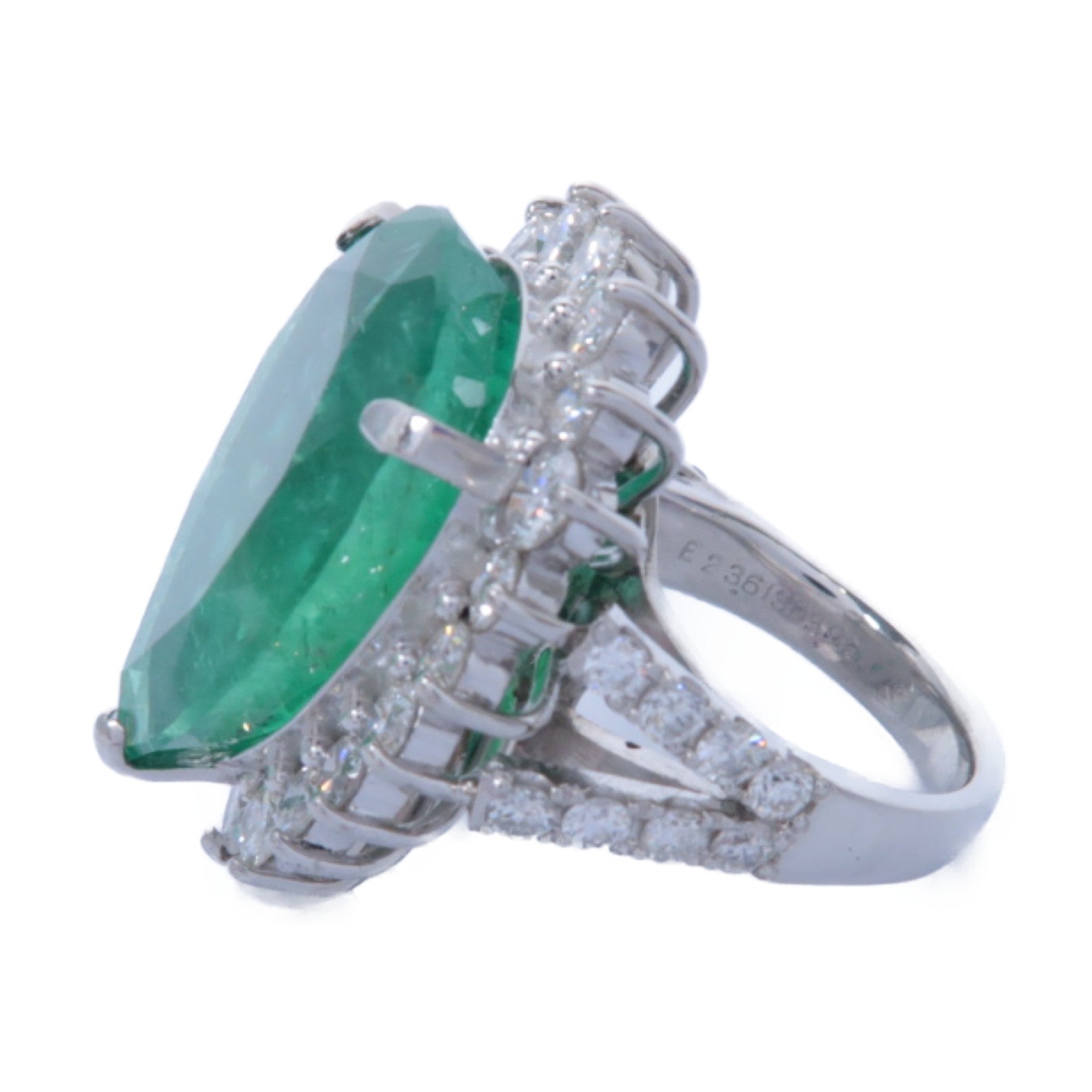 JEWELRY 【激減優惠】PT900鉑金Emerald Ring 23.613ct綠寶石/3.96ct鑽石戒指US#7.25