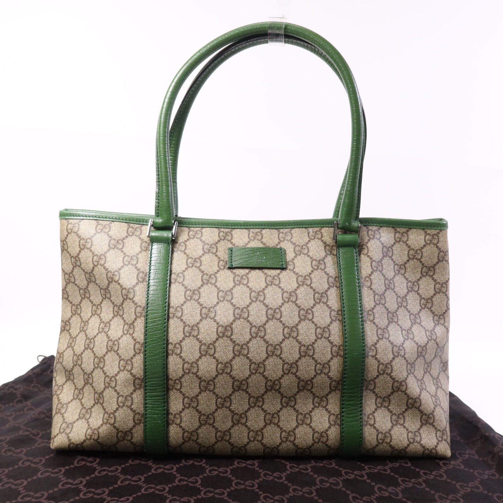 GUCCI GG帆布Tote Bag銀扣手挽袋