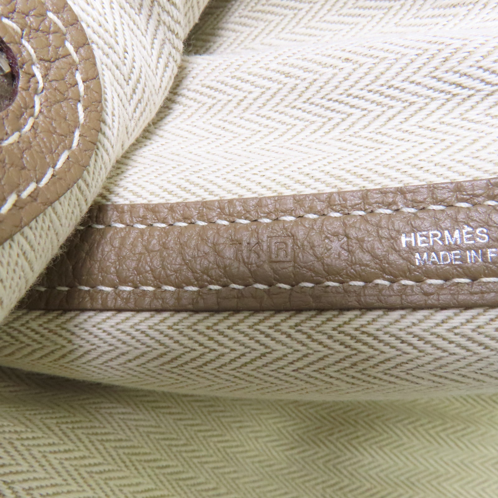 HERMES Negonda皮革GardenParty PM銀扣手挽袋Etoupe/灰色