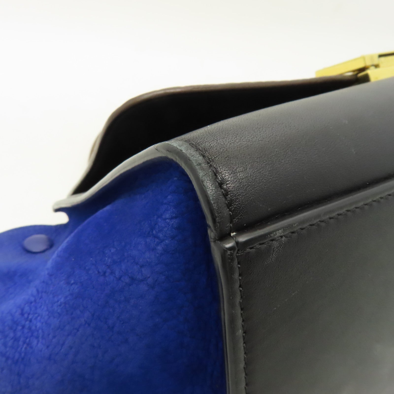 CELINE 【清倉大減價】牛皮皮革Trapeze金扣手挽肩背兩用袋棕色/黒色