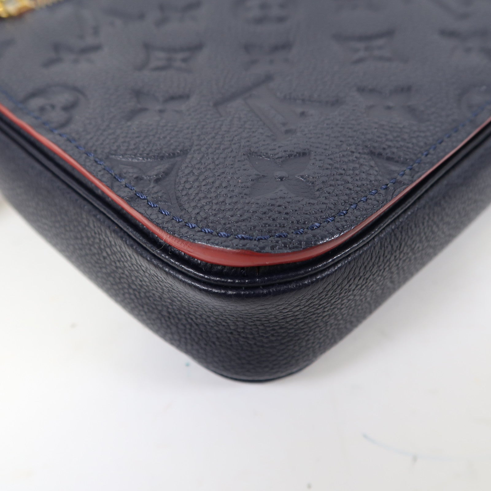 LOUIS VUITTON Monogram Empreinte Metis MM金扣手挽肩背兩用袋深藍色