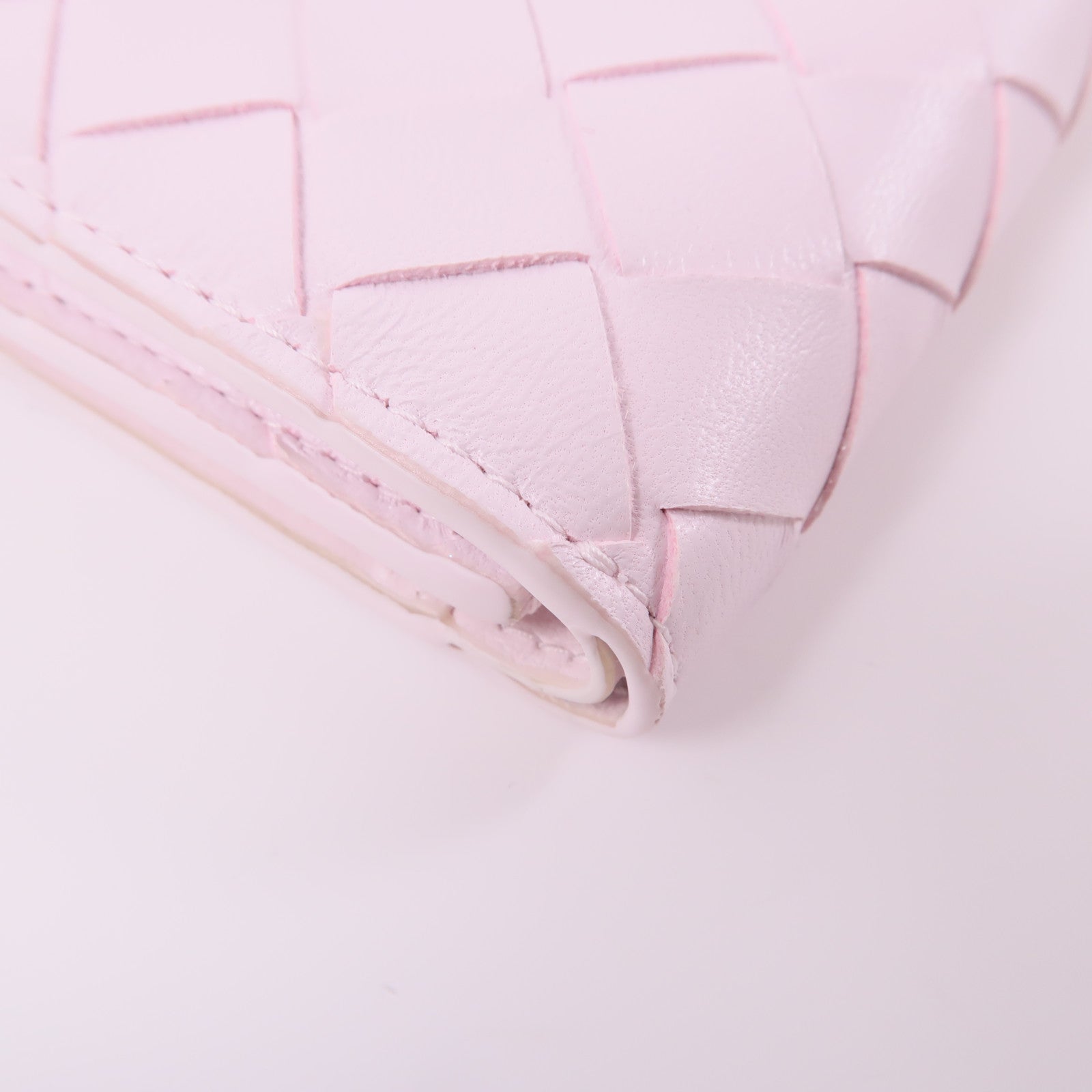 BOTTEGA VENETA 織紋皮革Wallet金扣錢包粉紅色