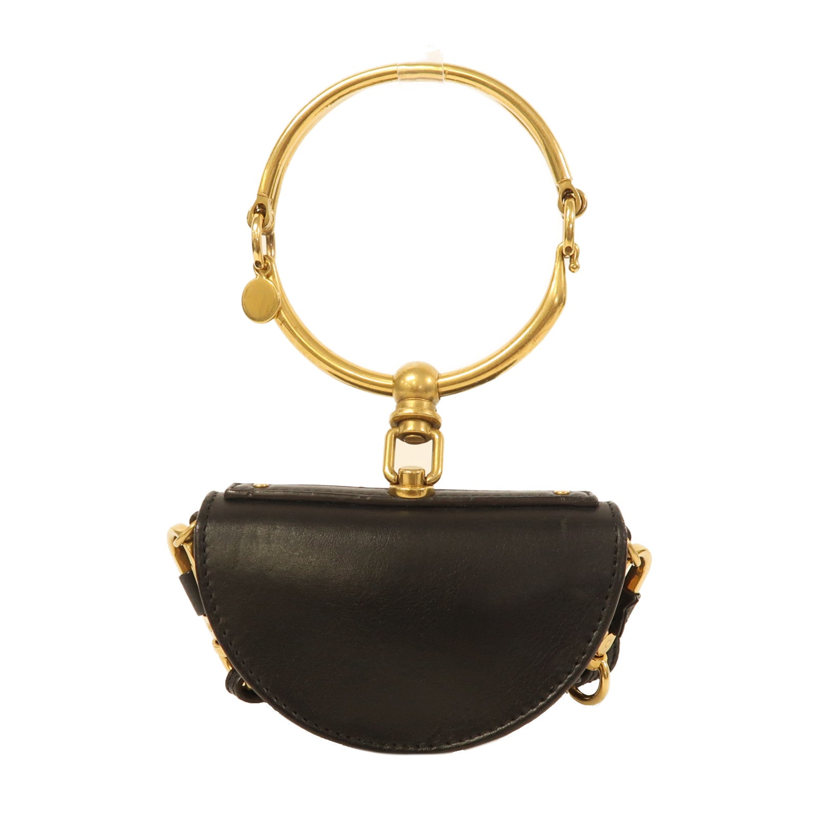 Chloe 牛皮皮革Small Nile Bracelet Bag金扣手挽肩背兩用袋黑色