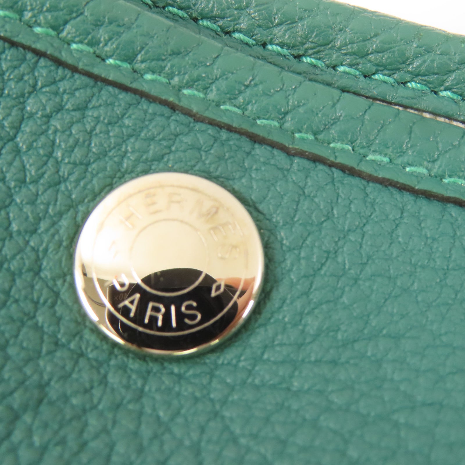 HERMES Negonda皮革Garden Party TPM銀扣手挽袋綠色