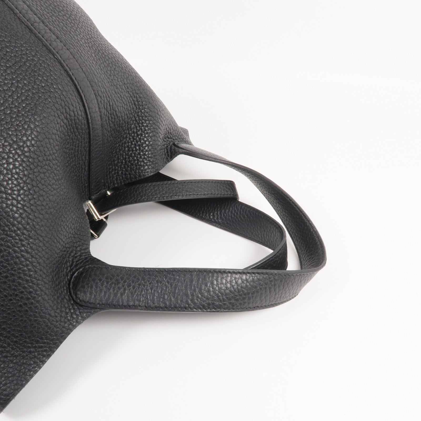 HERMES Clemence皮革Picotin MM銀扣手挽袋Noir