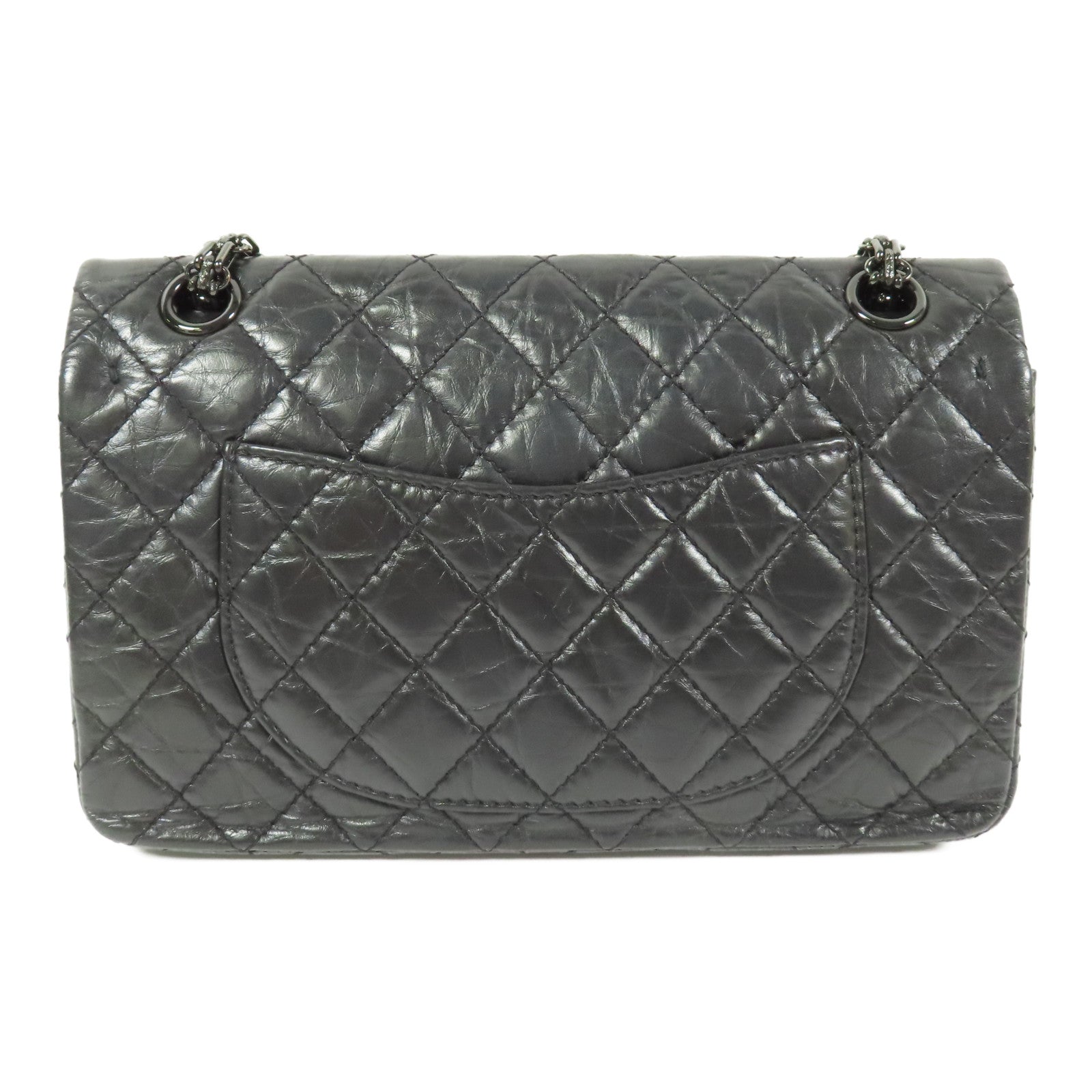 CHANEL CC 2.55 Chain Shoulder Bag Calfskin Leather Black