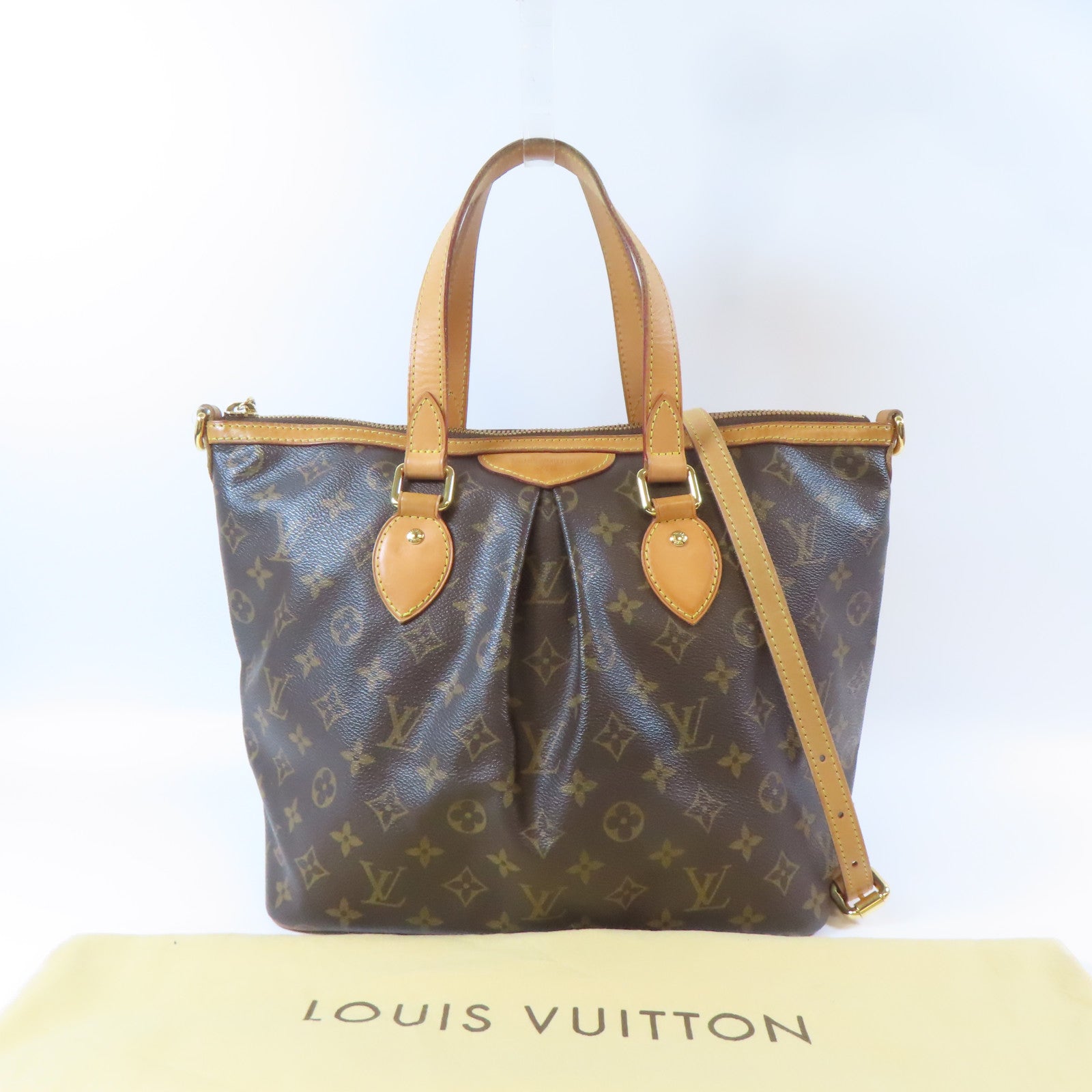 LOUIS VUITTON Monogram Palermo PM 2 Way Shoulder金扣手挽肩背兩用袋啡色
