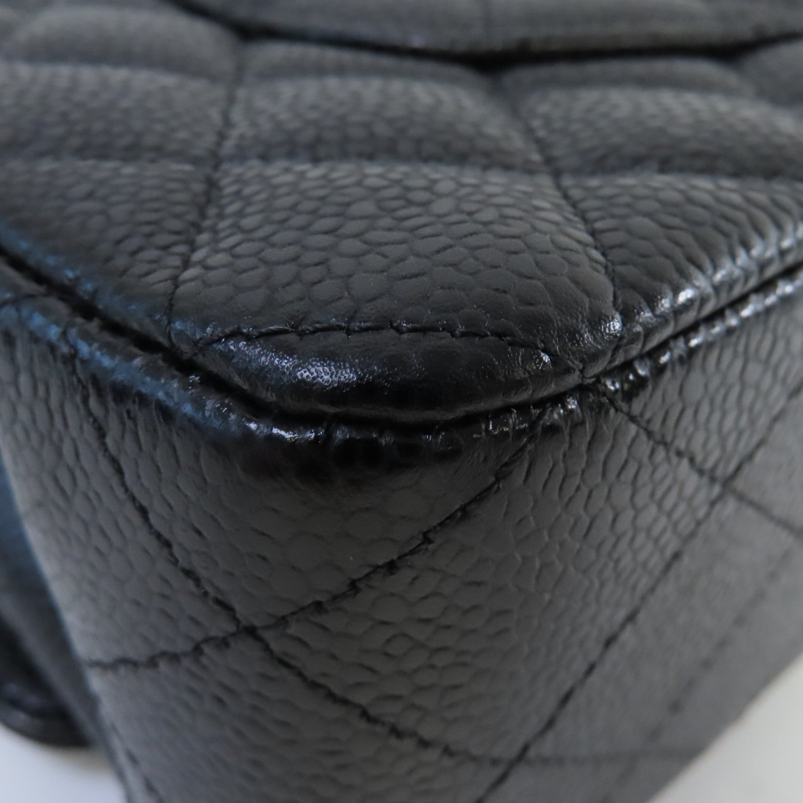 CHANEL 【激減優惠】菱格Caviar皮革Classic Flap 25cm Chain Shoulder Bag銀扣鏈帶肩背袋黑色
