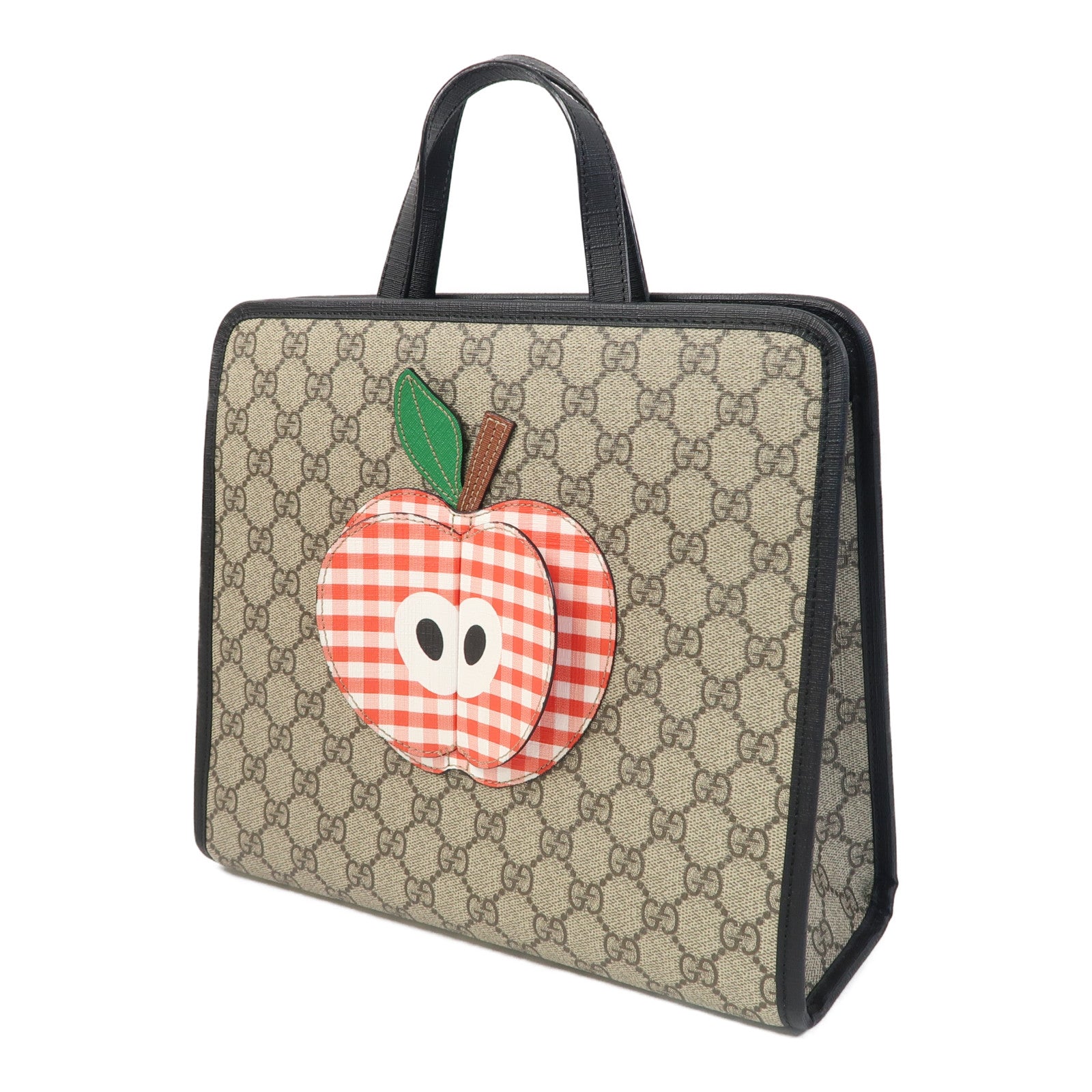 GUCCI 塗層帆布Apple Hand Bag銀扣手挽袋灰色