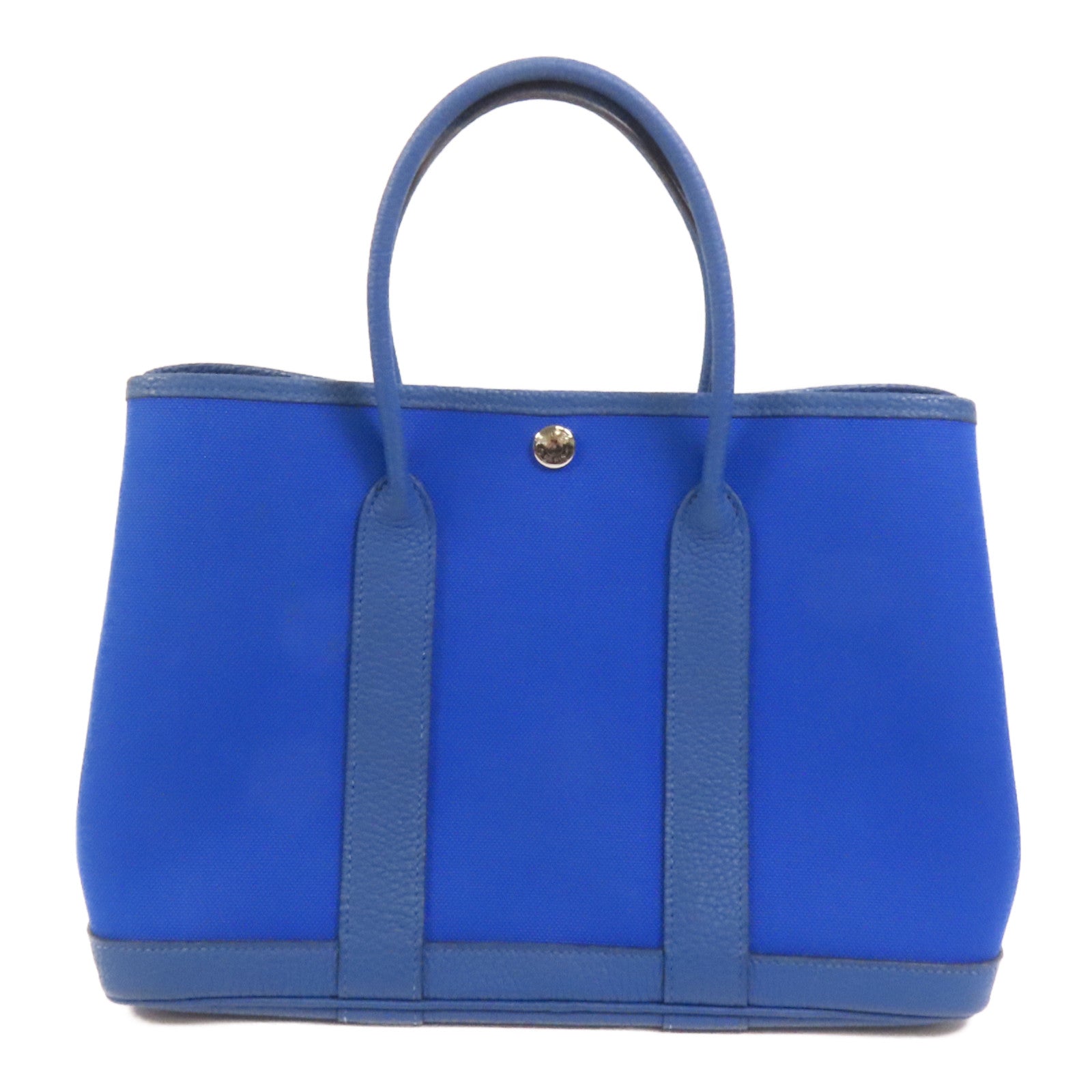 HERMES 帆布Garden Party TPM銀扣手挽袋Blue France