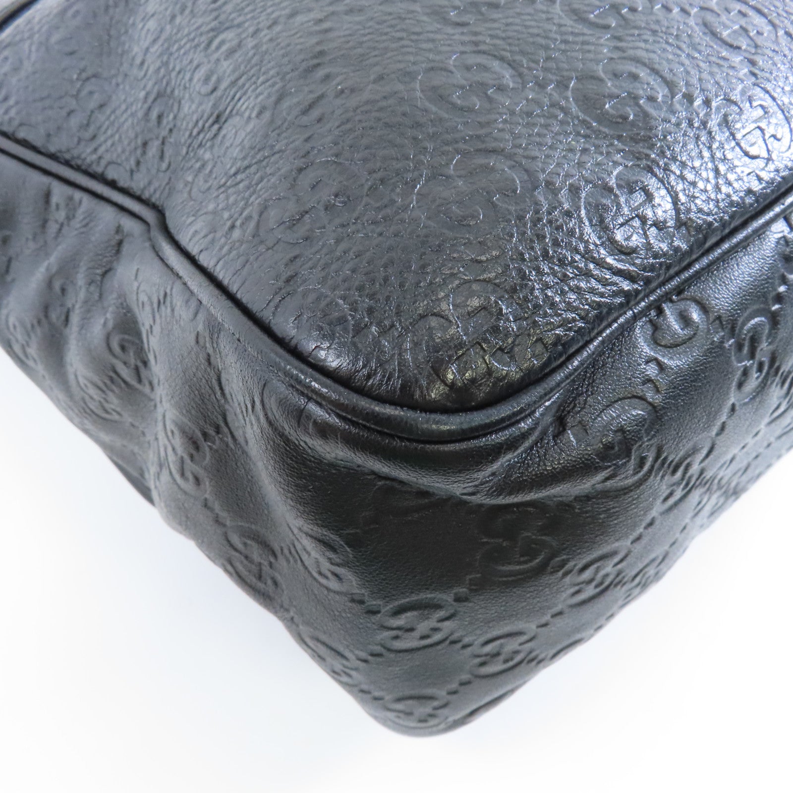 GUCCI 牛皮皮革Shoulder Bag銀扣肩背袋黑色