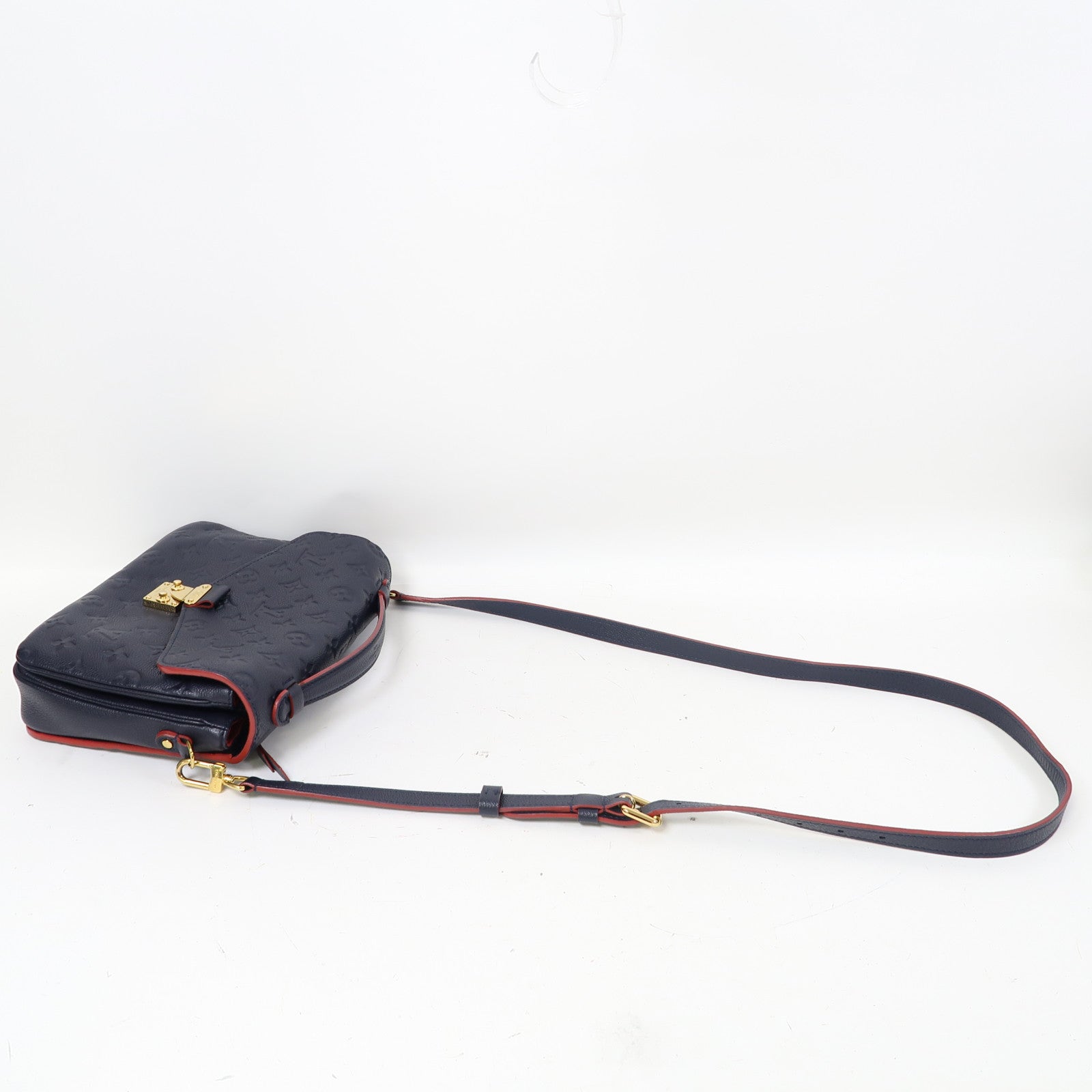 LOUIS VUITTON Monogram Empreinte Metis MM金扣手挽肩背兩用袋深藍色