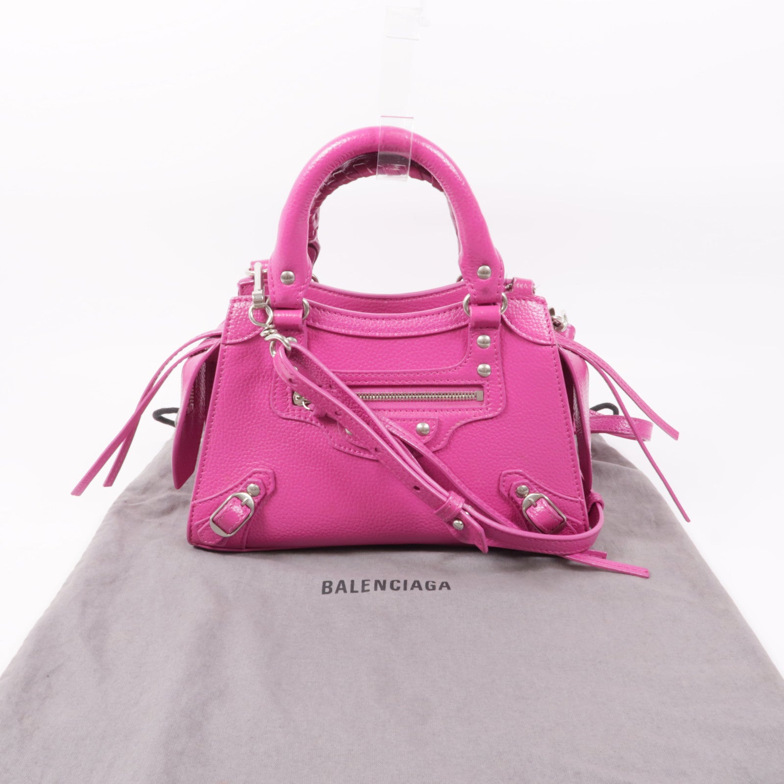 BALENCIAGA 牛皮皮革Neo Classic City Mini銀扣手挽肩背兩用袋