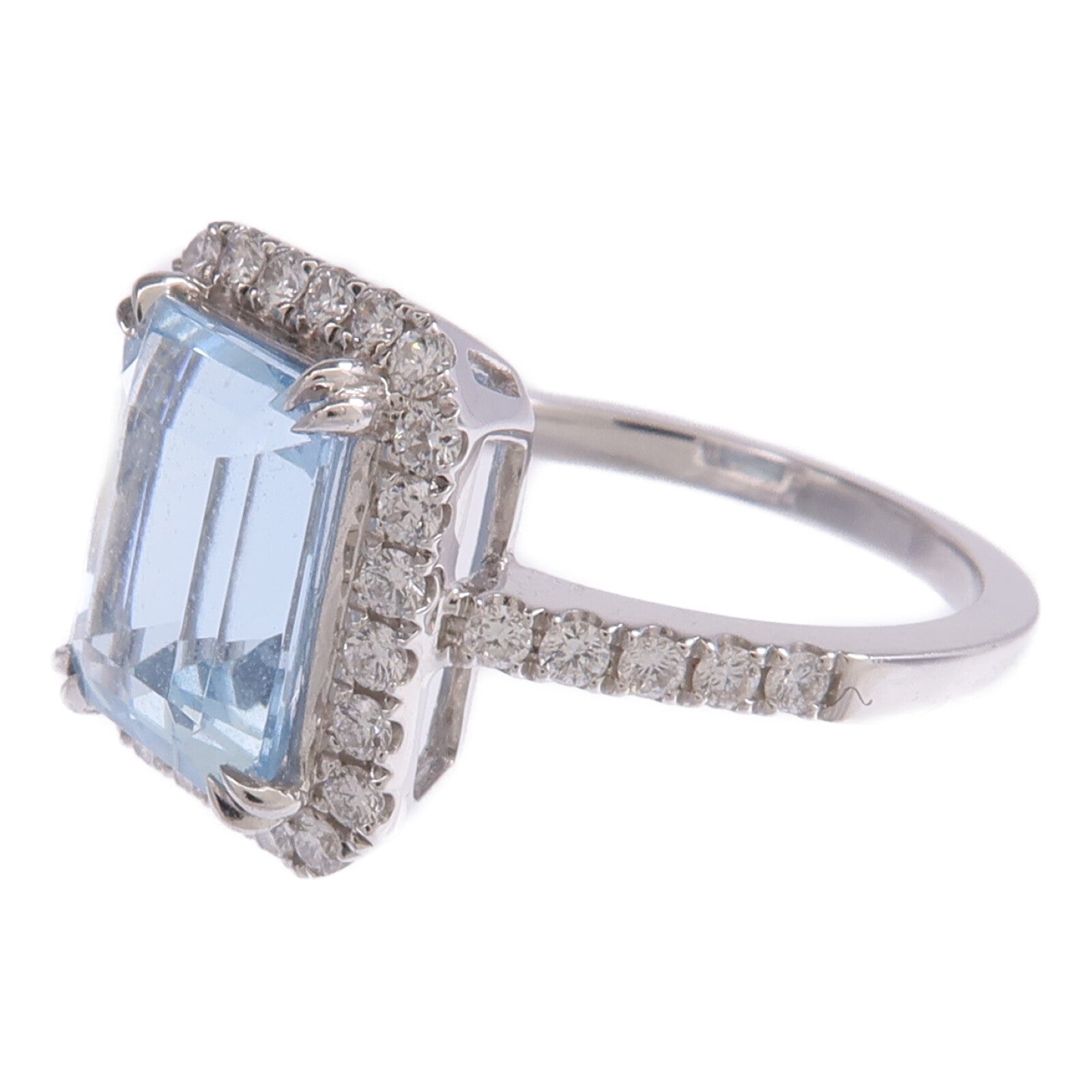 JEWELRY 18K白金Aquamarine Diamond Ring藍晶/鑽石戒指US#6