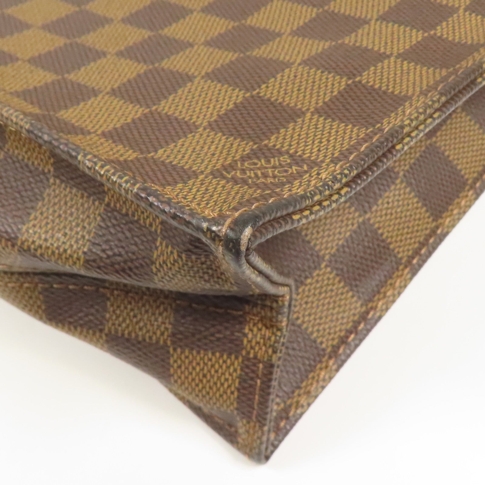 LOUIS VUITTON Damier Sac Plat金扣手挽袋