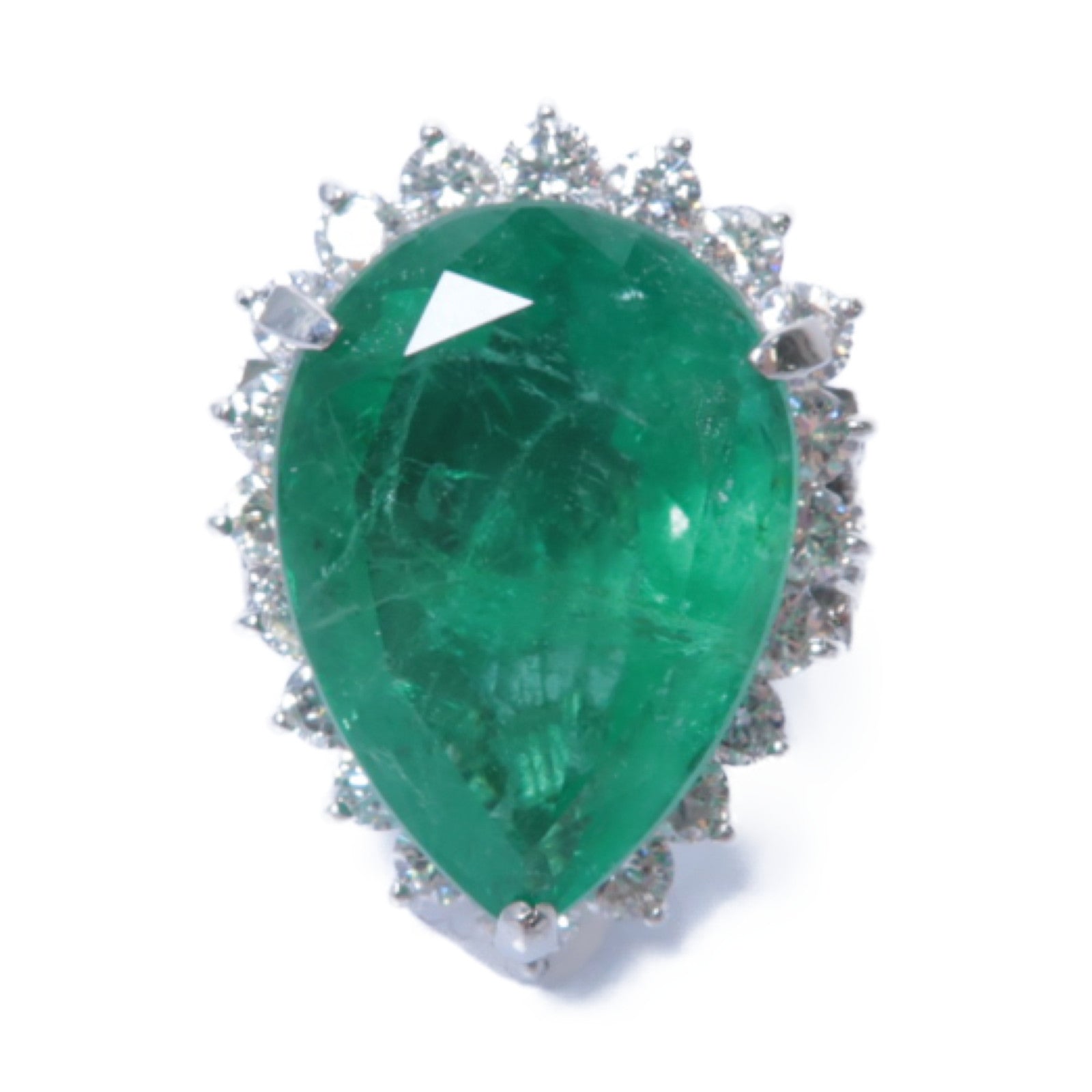 JEWELRY 【激減優惠】PT900鉑金Emerald Ring 23.613ct綠寶石/3.96ct鑽石戒指US#7.25