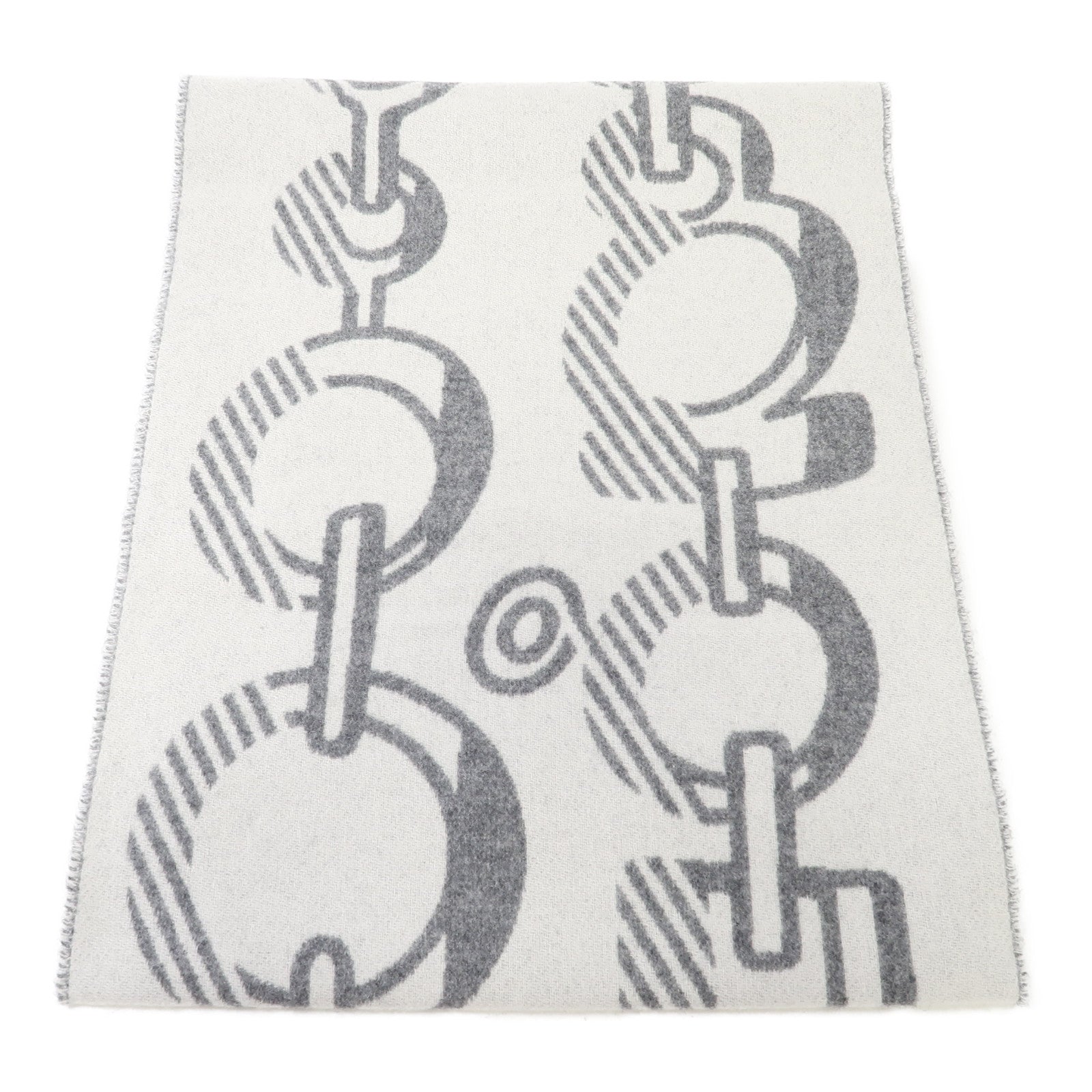 HERMES 羊絨Scarf圍巾白色/灰色