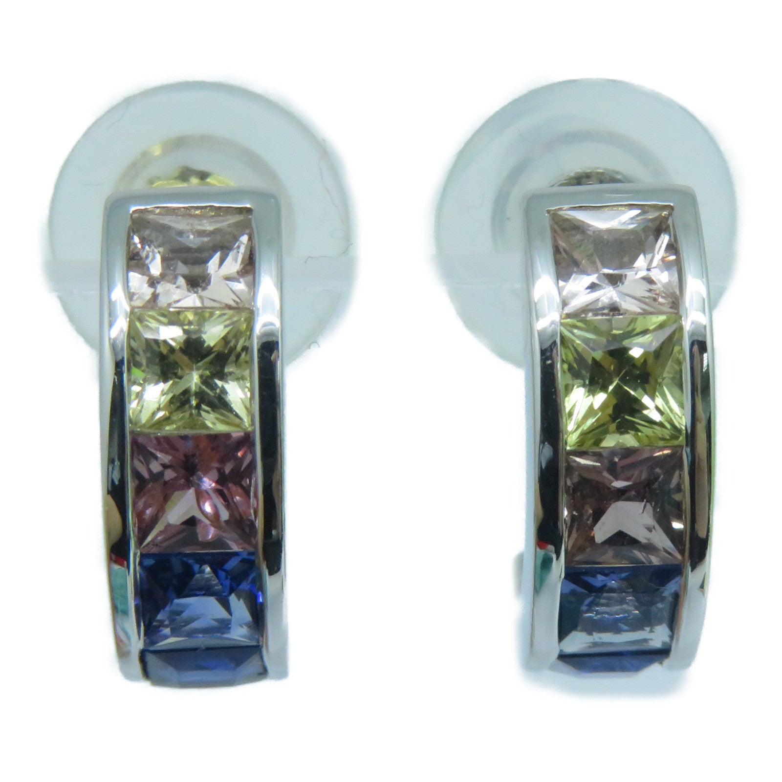 JEWELRY **【激減優惠】18K白金Earrings 1.60ct/1.50ct彩色寶石耳環
