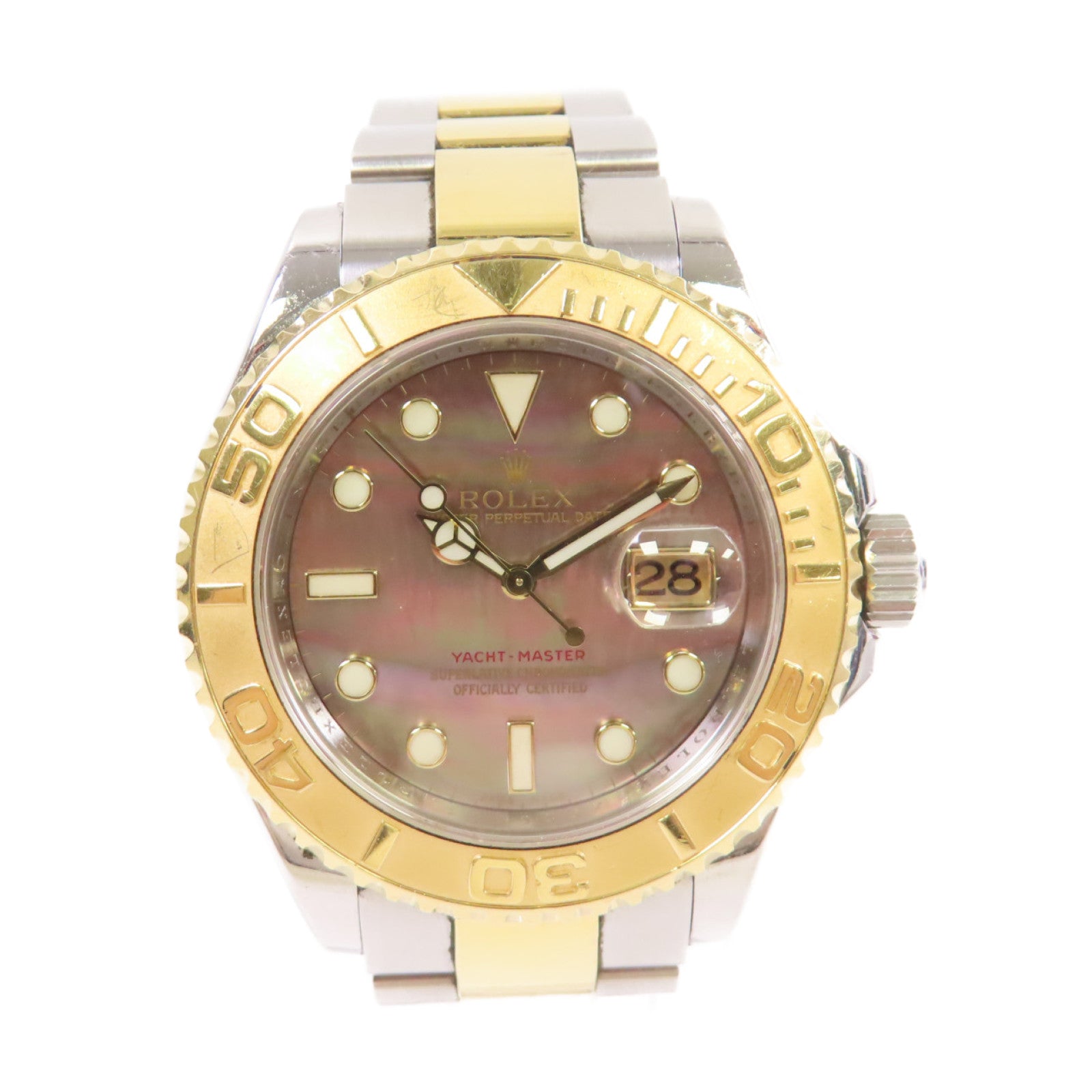 ROLEX Yacht Master Watch 18K黃金/不鏽鋼自動機芯手錶貝殼啡色
