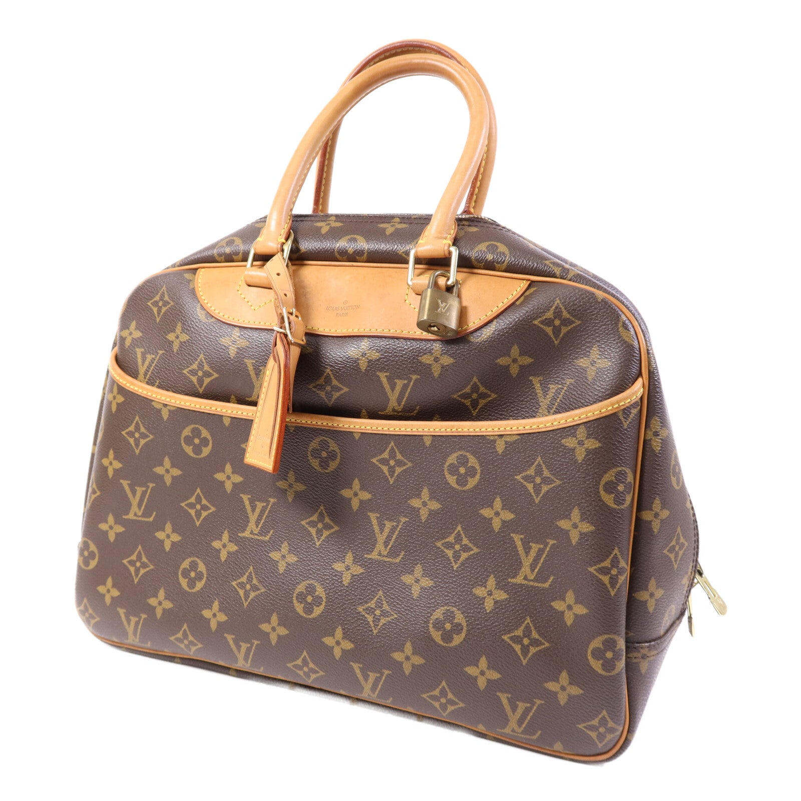 LOUIS VUITTON Monogram Deauville金扣手挽袋棕色