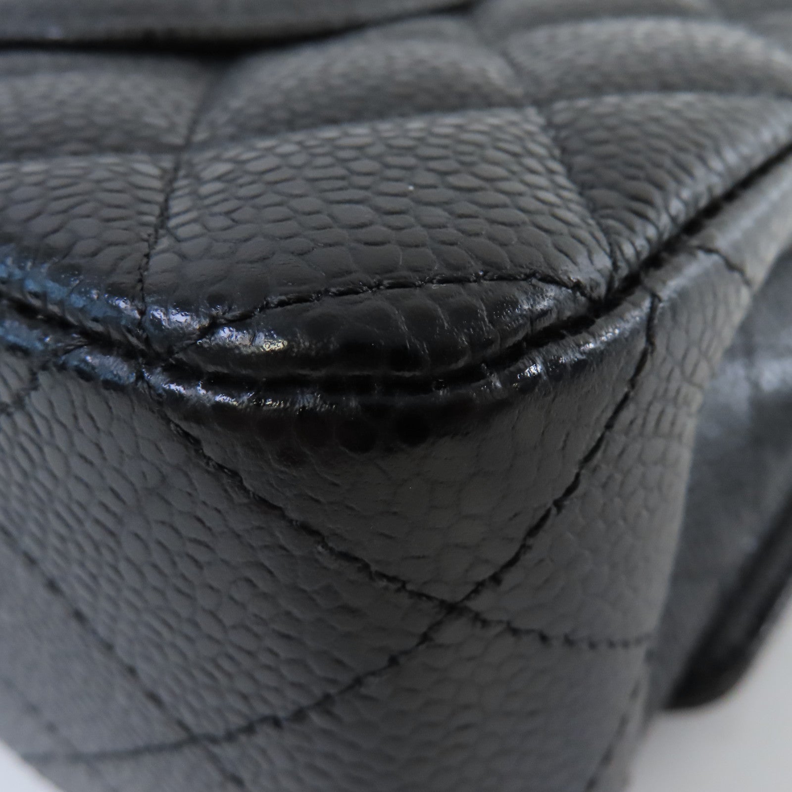CHANEL 【激減優惠】菱格Caviar皮革Classic Flap 25cm Chain Shoulder Bag銀扣鏈帶肩背袋黑色