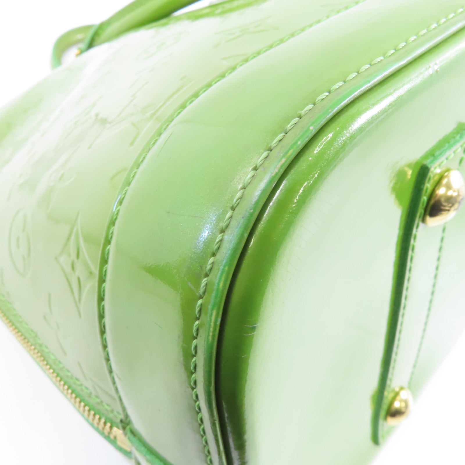 LOUIS VUITTON Vernis Alma GM金扣手挽袋綠色