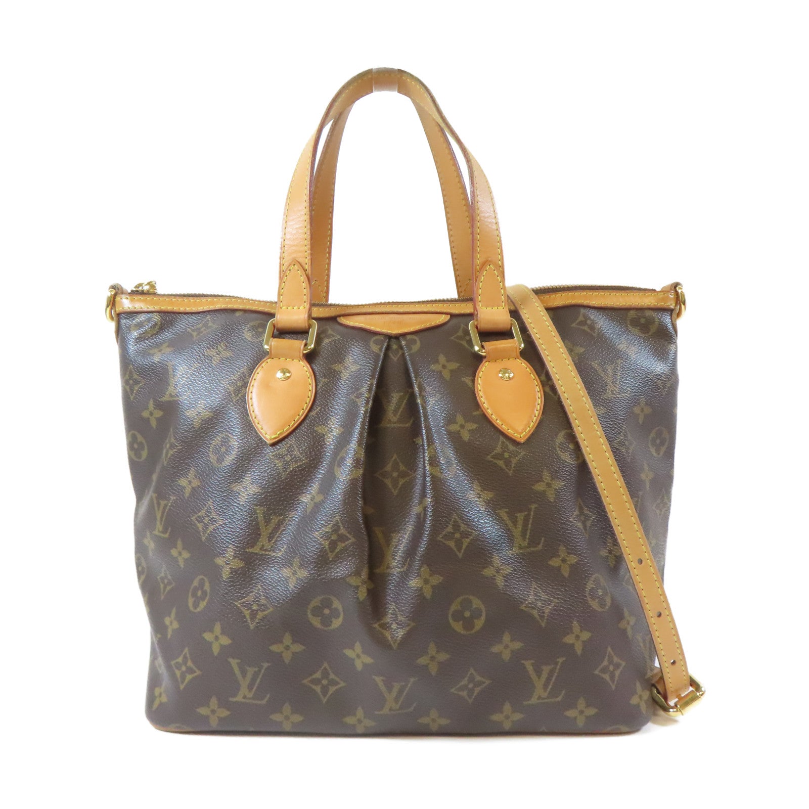 LOUIS VUITTON Monogram Palermo PM 2 Way Shoulder金扣手挽肩背兩用袋啡色