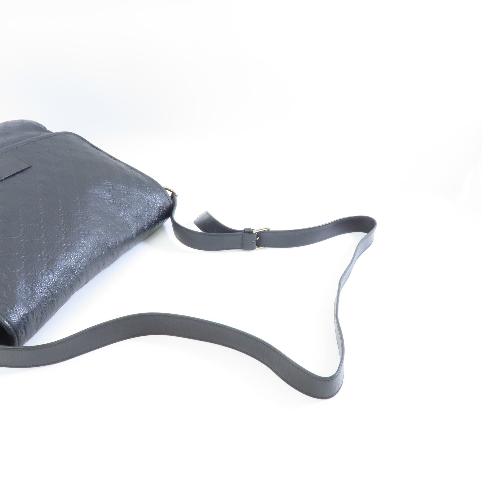 GUCCI 牛皮皮革Shoulder Bag銀扣肩背袋黑色