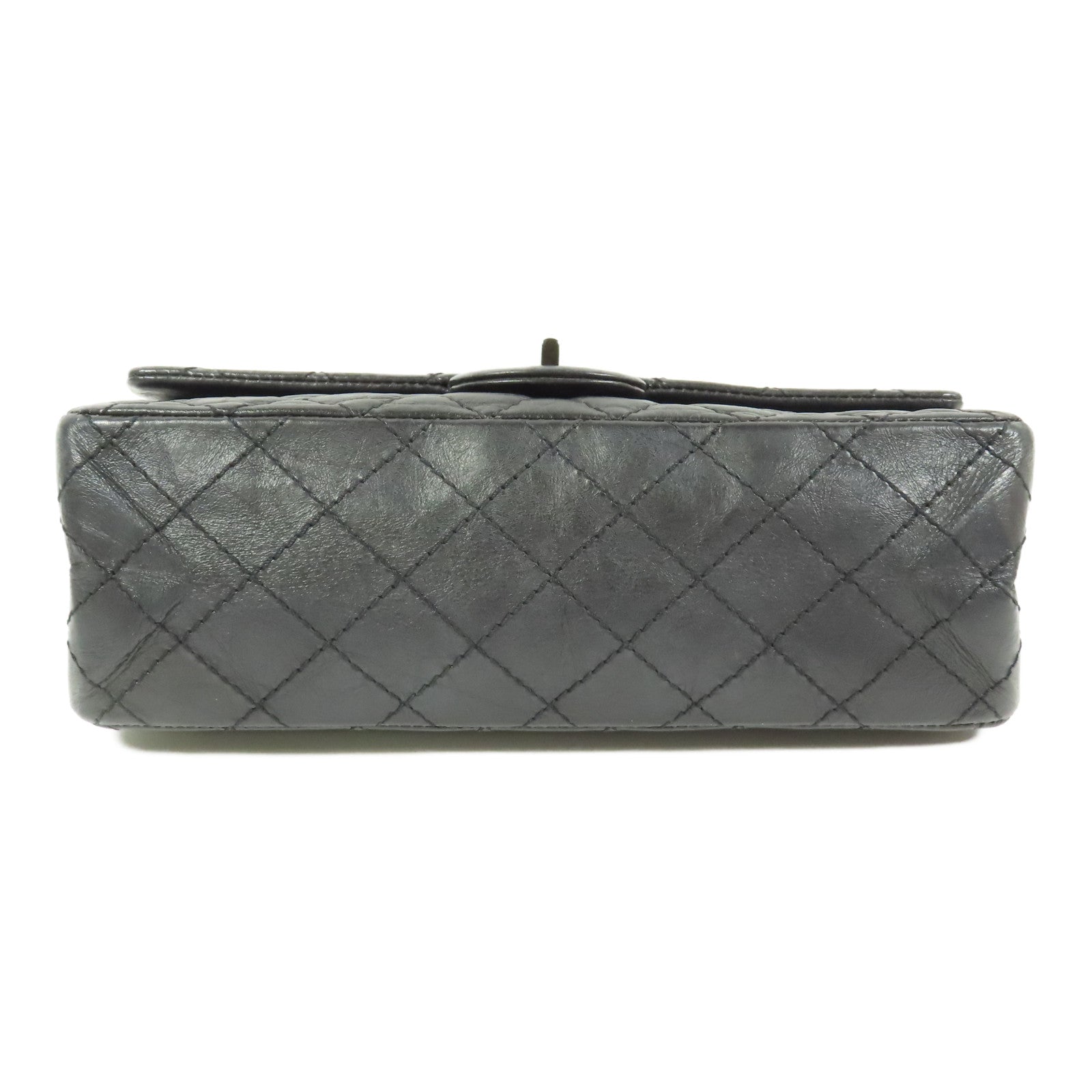 CHANEL CC 2.55 Chain Shoulder Bag Calfskin Leather Black