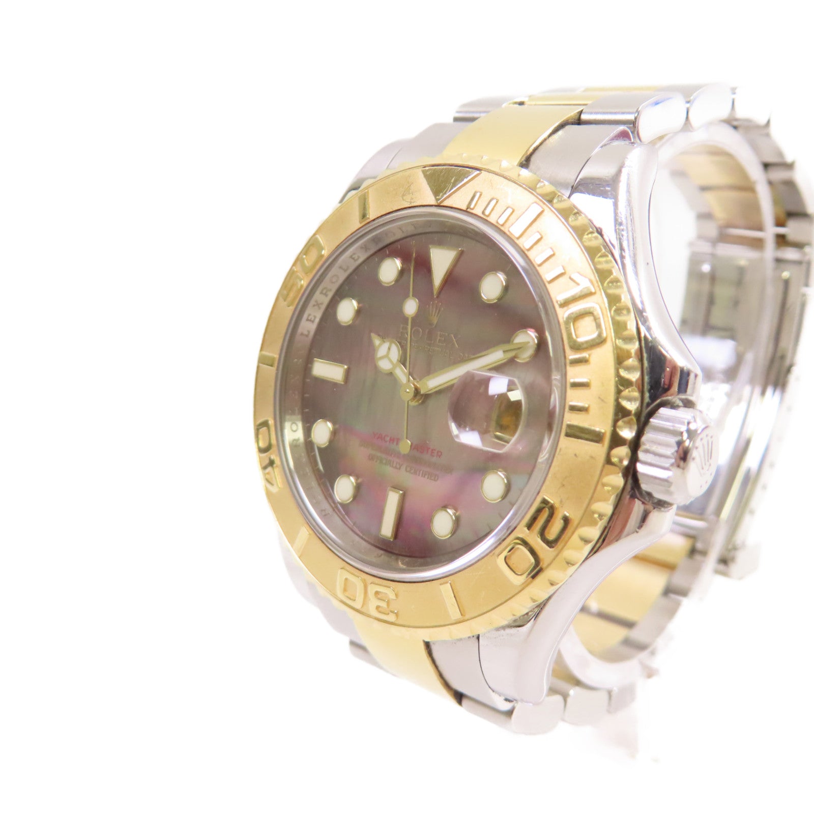 ROLEX Yacht Master Watch 18K黃金/不鏽鋼自動機芯手錶貝殼啡色