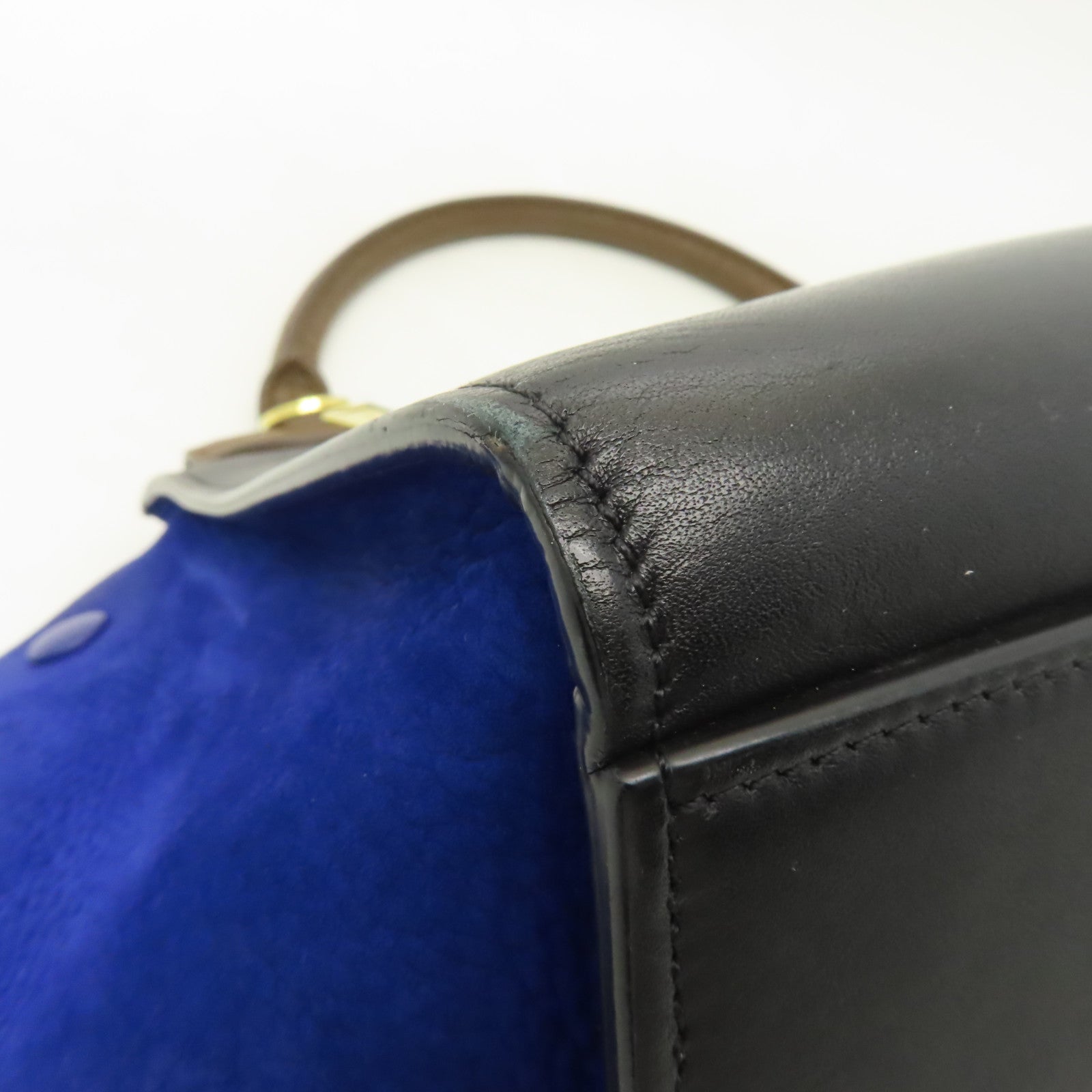 CELINE 【清倉大減價】牛皮皮革Trapeze金扣手挽肩背兩用袋棕色/黒色