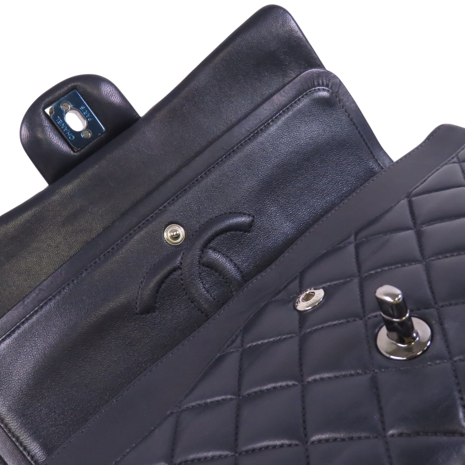 CHANEL 羊皮皮革Classic 25銀扣鏈帶肩背袋