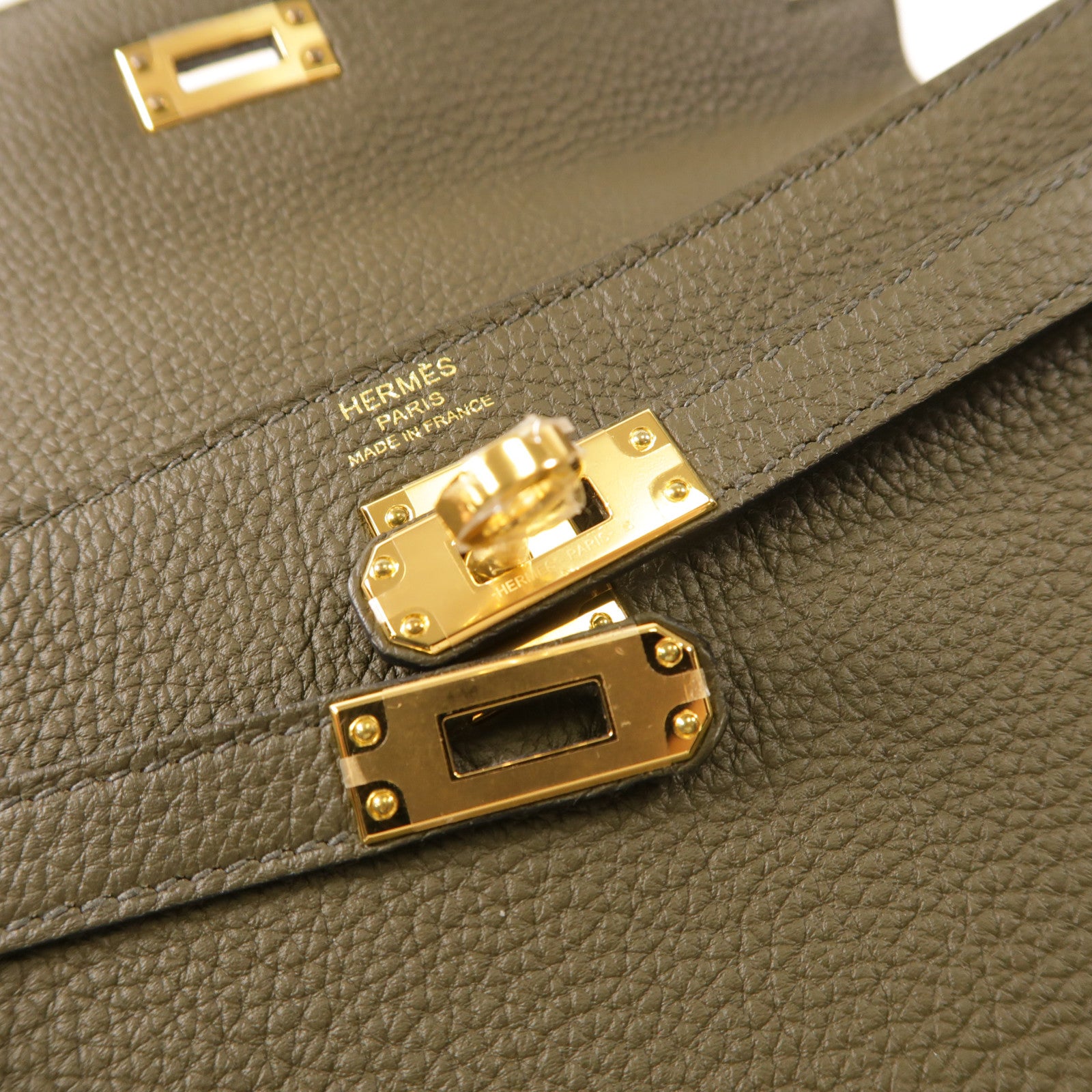 HERMES 【激減優惠】Togo皮革Kelly 25金扣手挽肩背兩用袋Vert Maquis