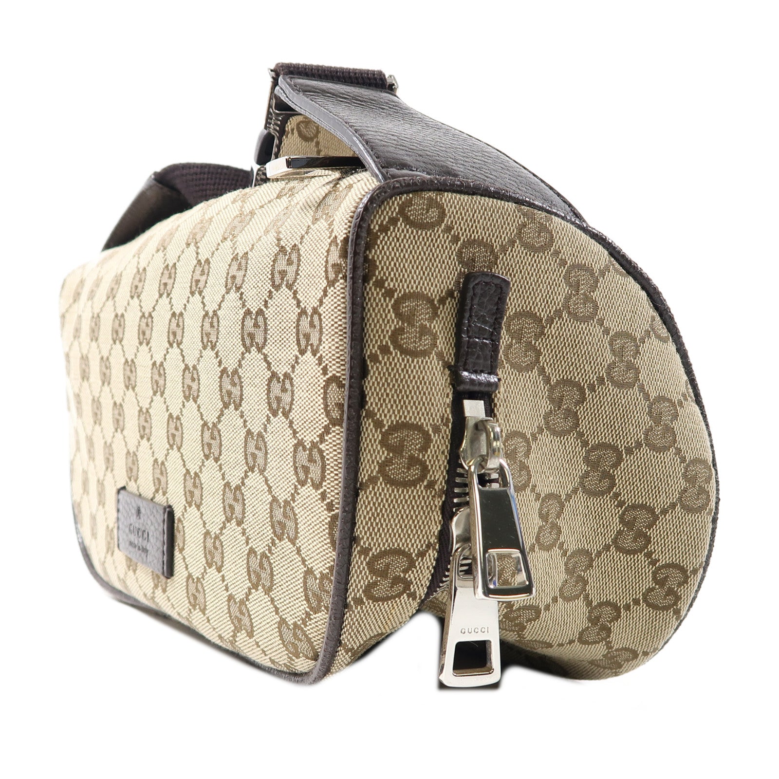 GUCCI 帆布Waist Bag銀扣腰包啡色