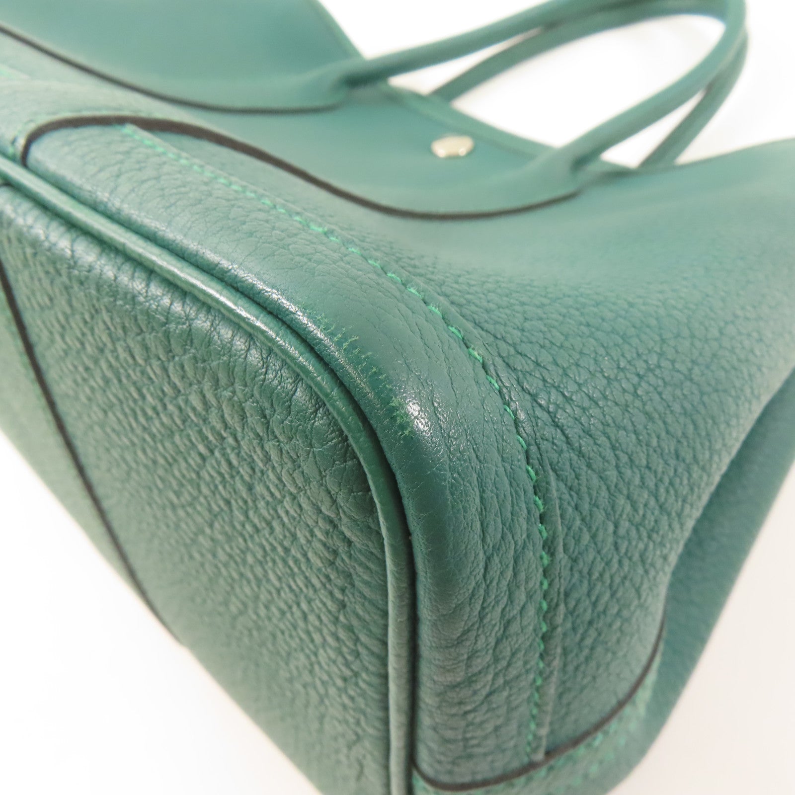 HERMES Negonda皮革Garden Party TPM銀扣手挽袋綠色
