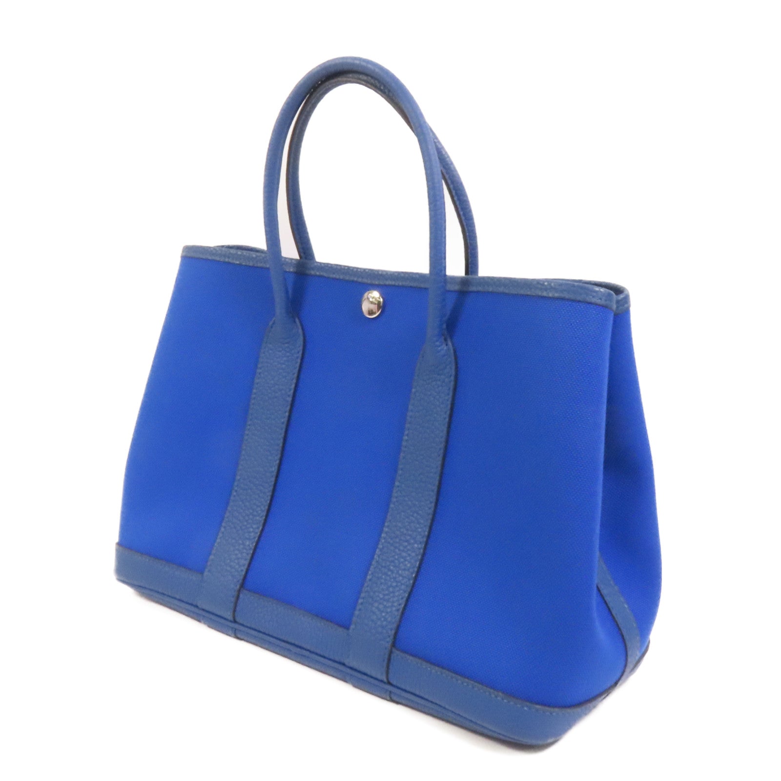 HERMES 帆布Garden Party TPM銀扣手挽袋Blue France