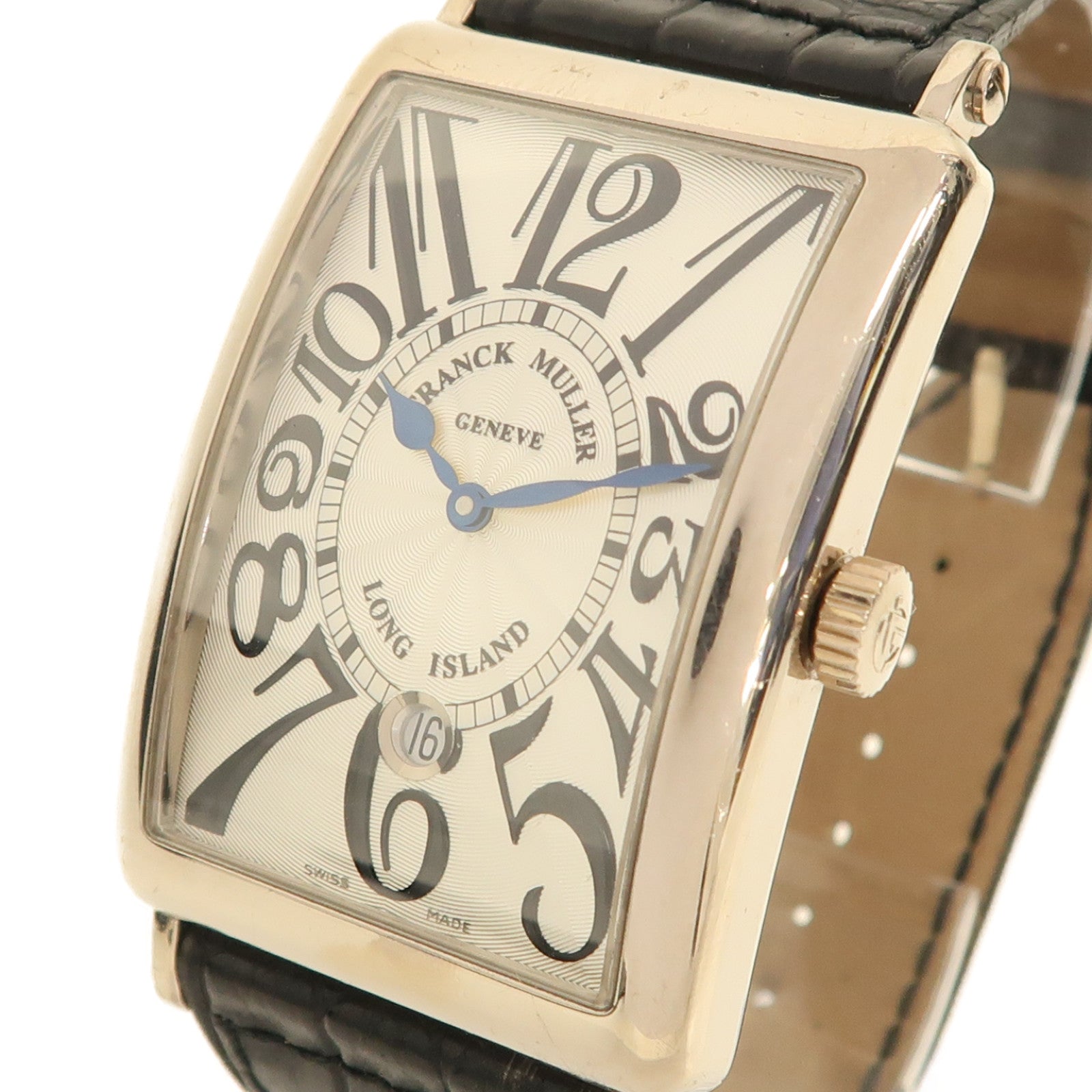 FRANCK MULLER Long Island皮革/18K白金手錶自動機芯銀色