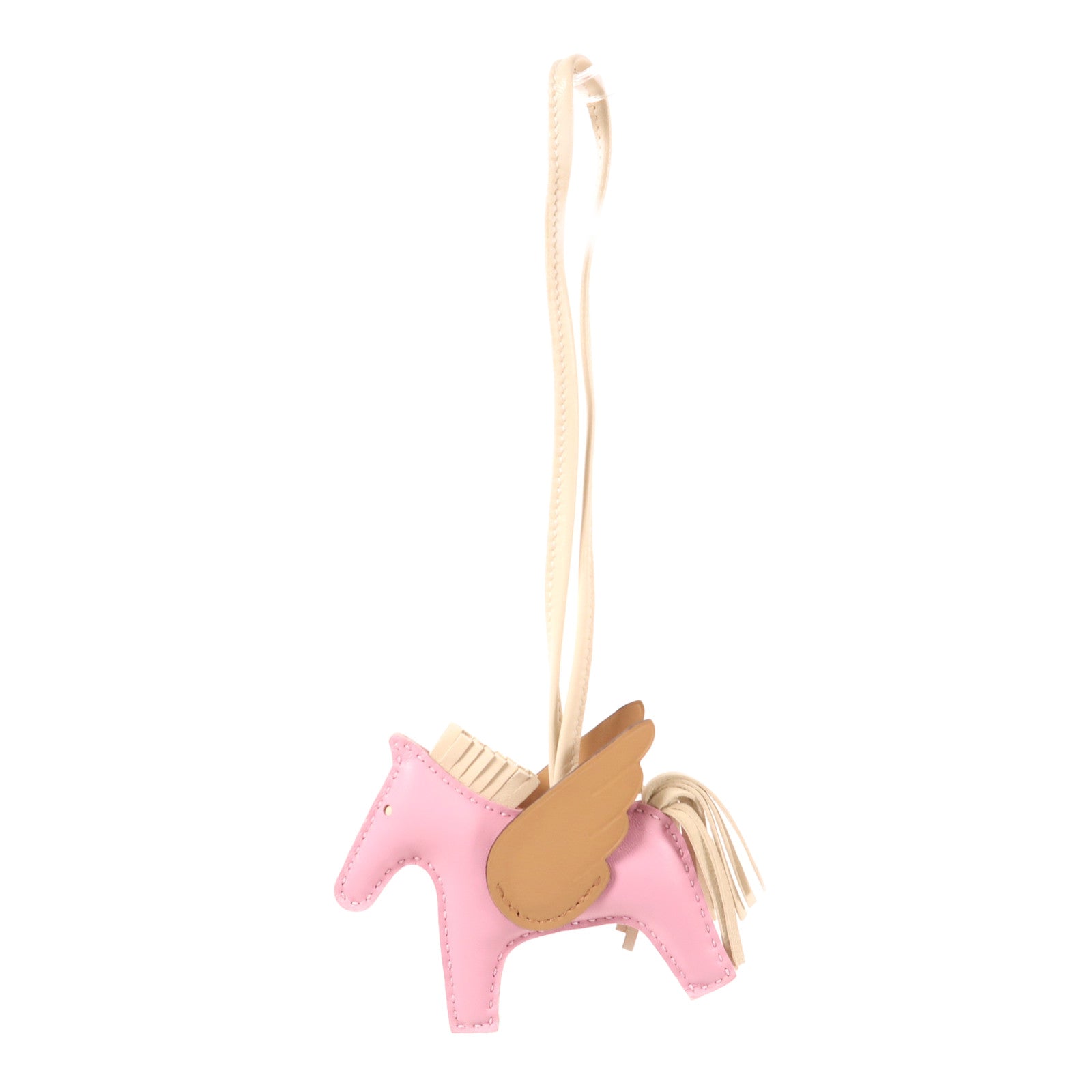 HERMES Milo皮革Rodeo Pegase PM掛飾Mauve Sylvestre