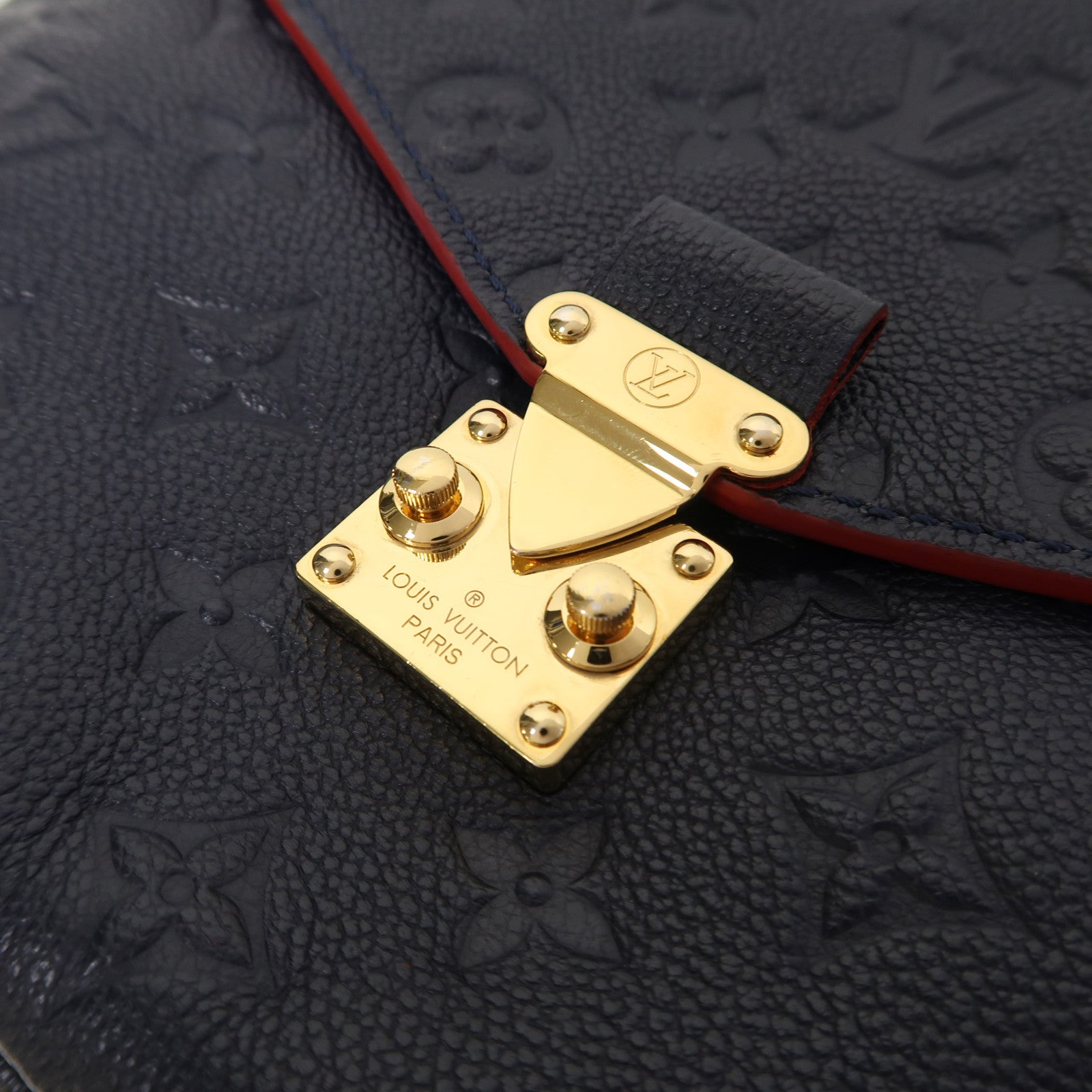 LOUIS VUITTON Monogram Empreinte Metis MM金扣手挽肩背兩用袋深藍色