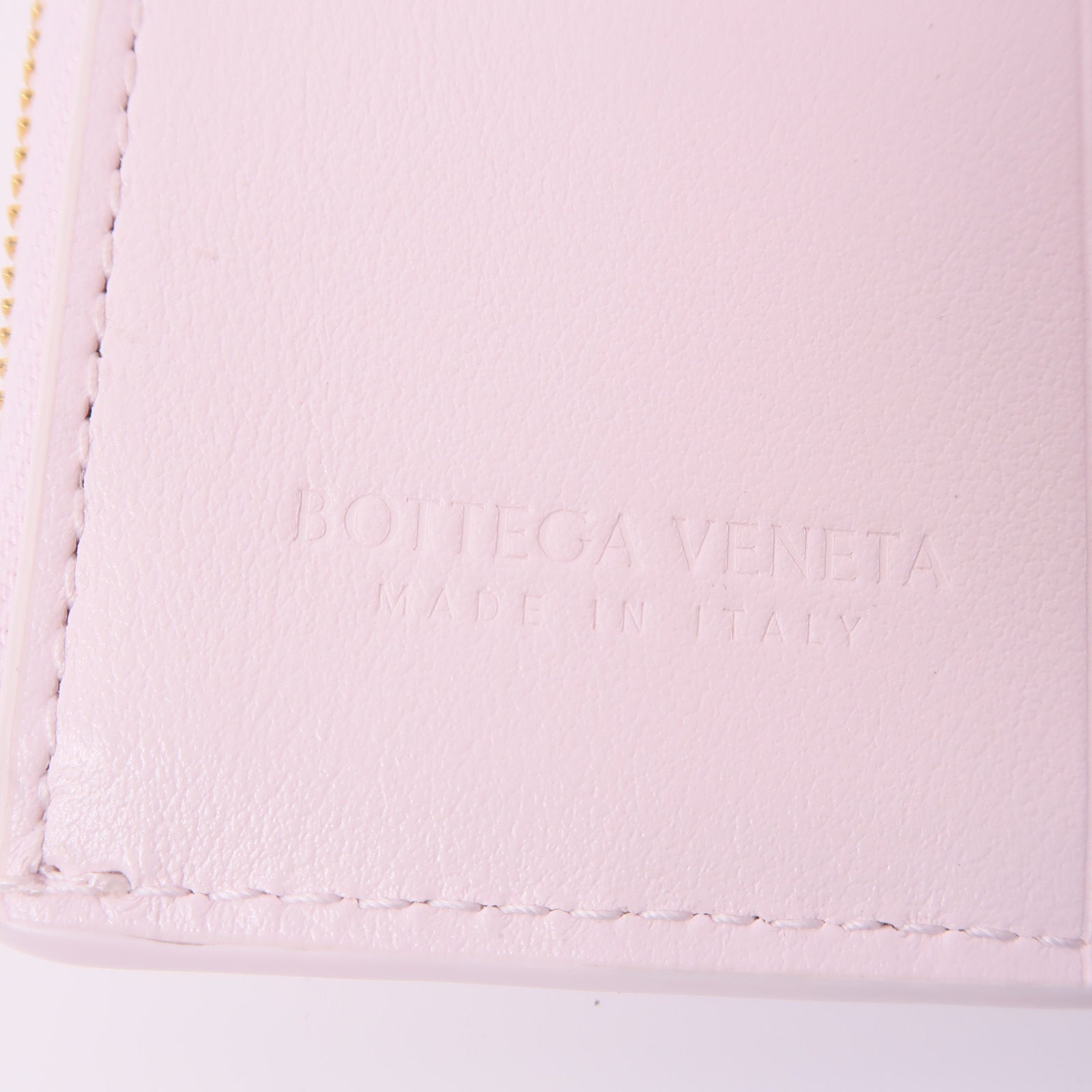 BOTTEGA VENETA 【激減優惠】織紋皮革Wallet金扣錢包粉紅色