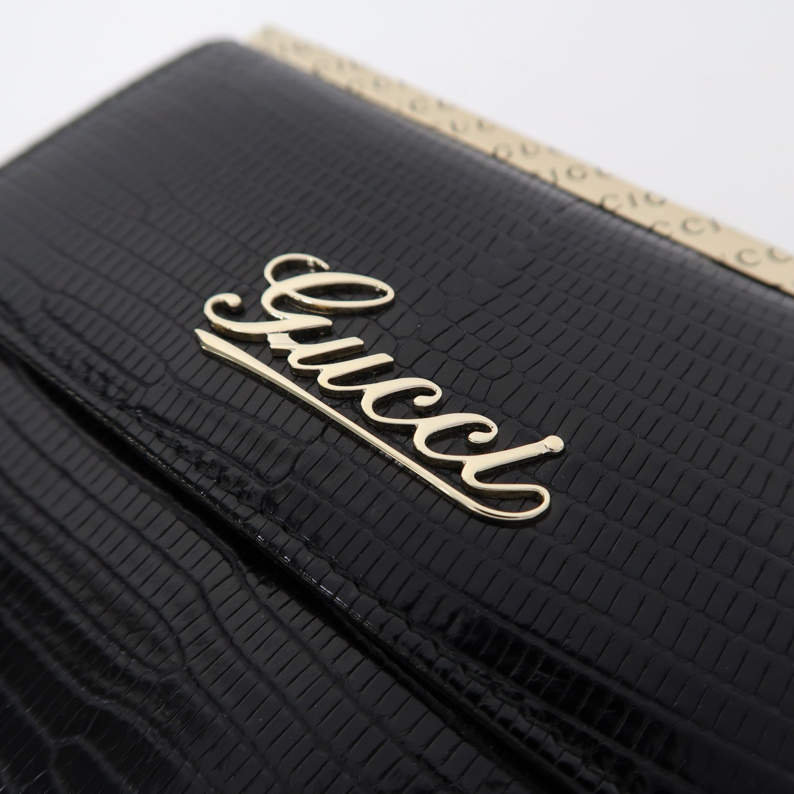 GUCCI 牛皮皮革Wallet金扣錢包黑色