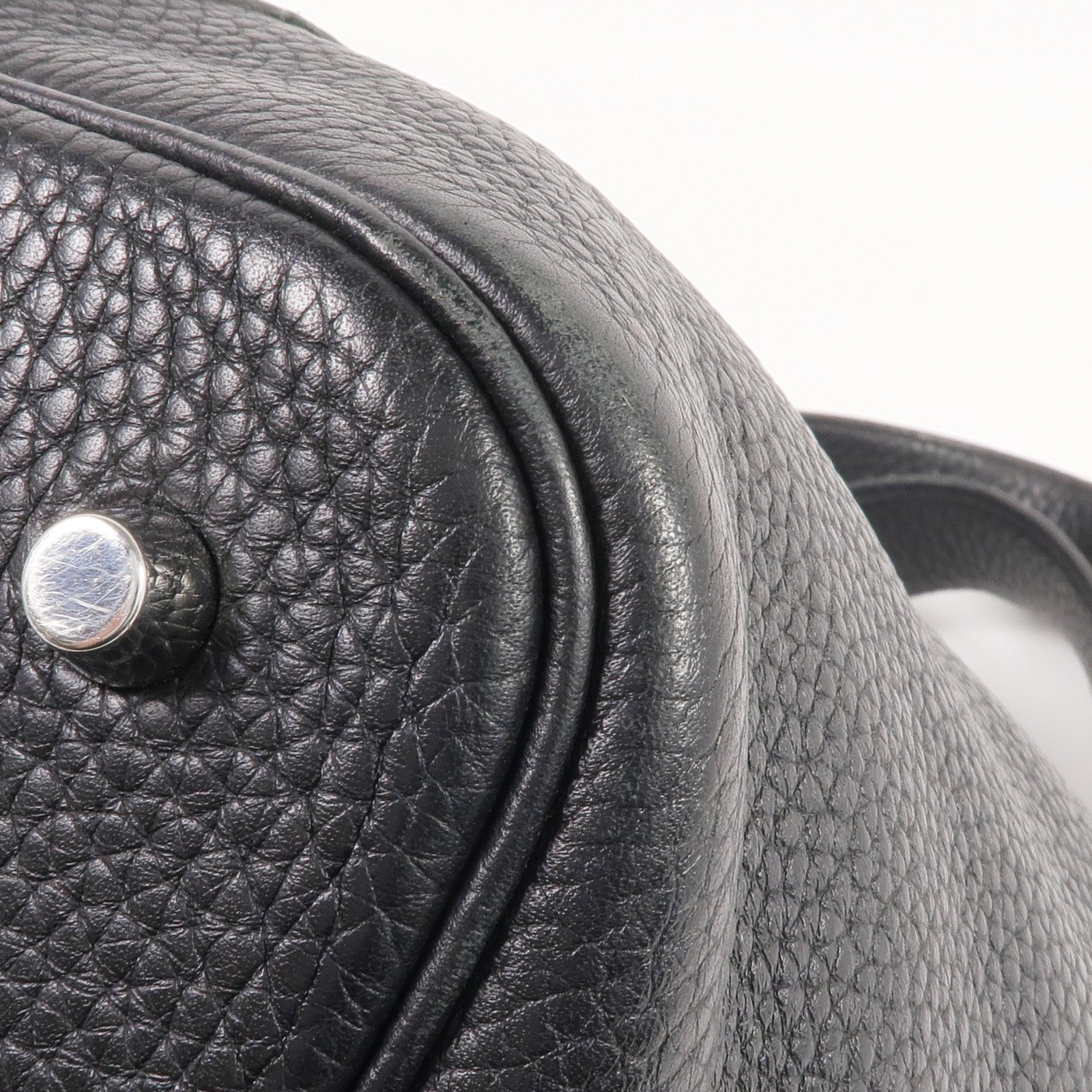 HERMES Clemence皮革Picotin MM銀扣手挽袋Noir