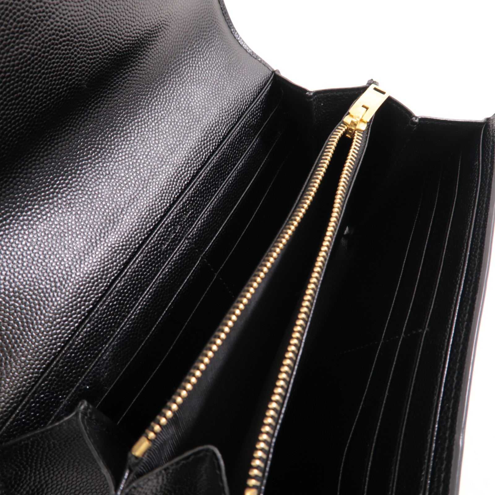 SAINT LAURENT 牛皮皮革Long Wallet金扣長錢包黑色