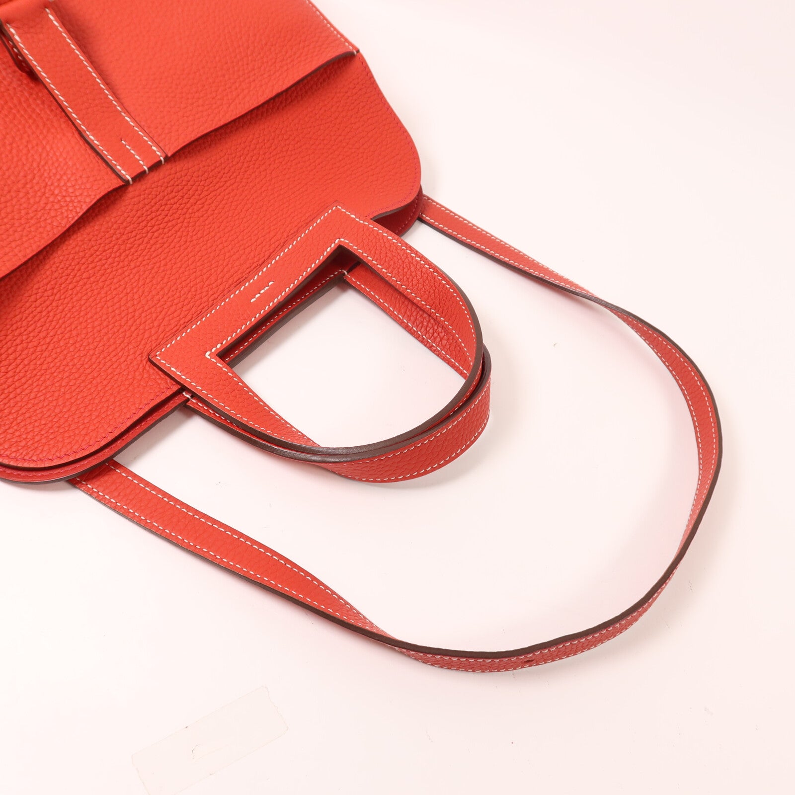 HERMES Clemence皮革Halzan 31手挽肩背兩用袋Rouge Tomato