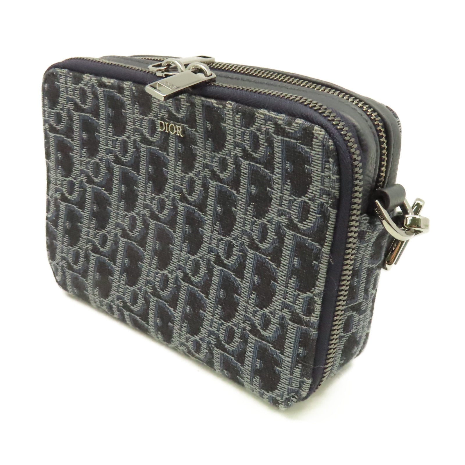 Dior 【激減優惠】帆布Oblique Jacquard Shoulder Bag肩背袋寶藍色