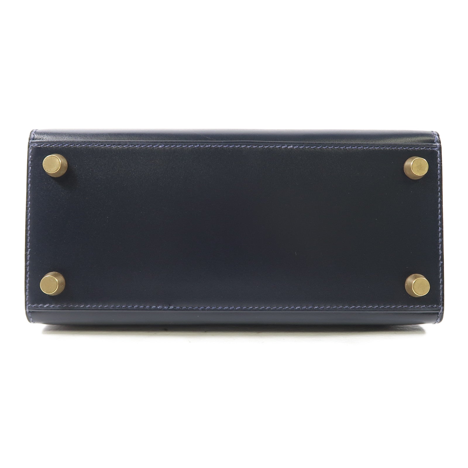 HERMES 【激減優惠】Box Calf皮革Mini Kelly金扣手挽肩背兩用袋Bleu Indigo/深藍色