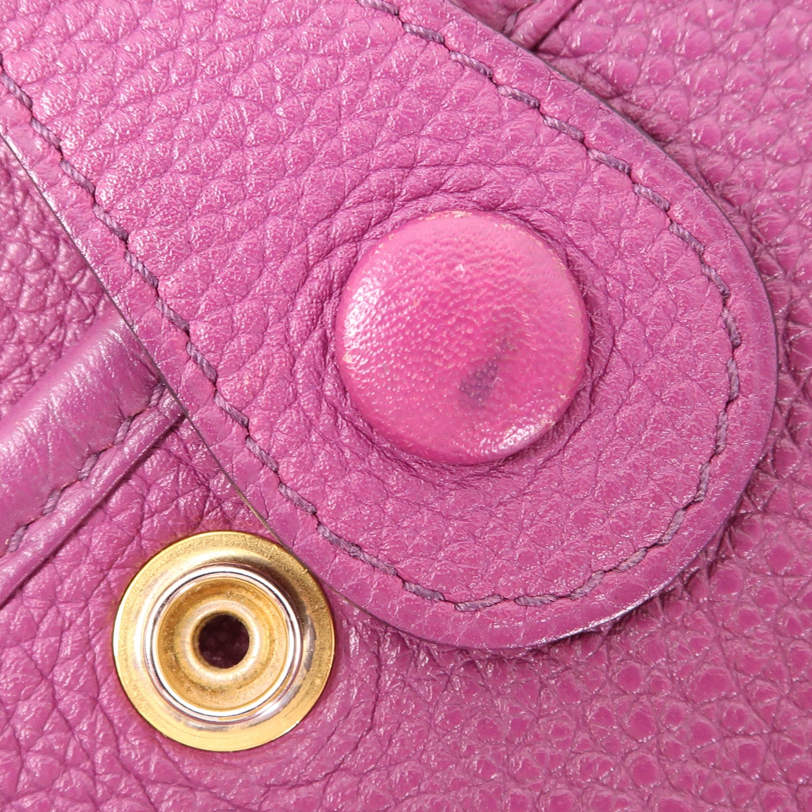 HERMES Clemence皮革Evelyne PM金扣肩背袋Anemone海葵紫色